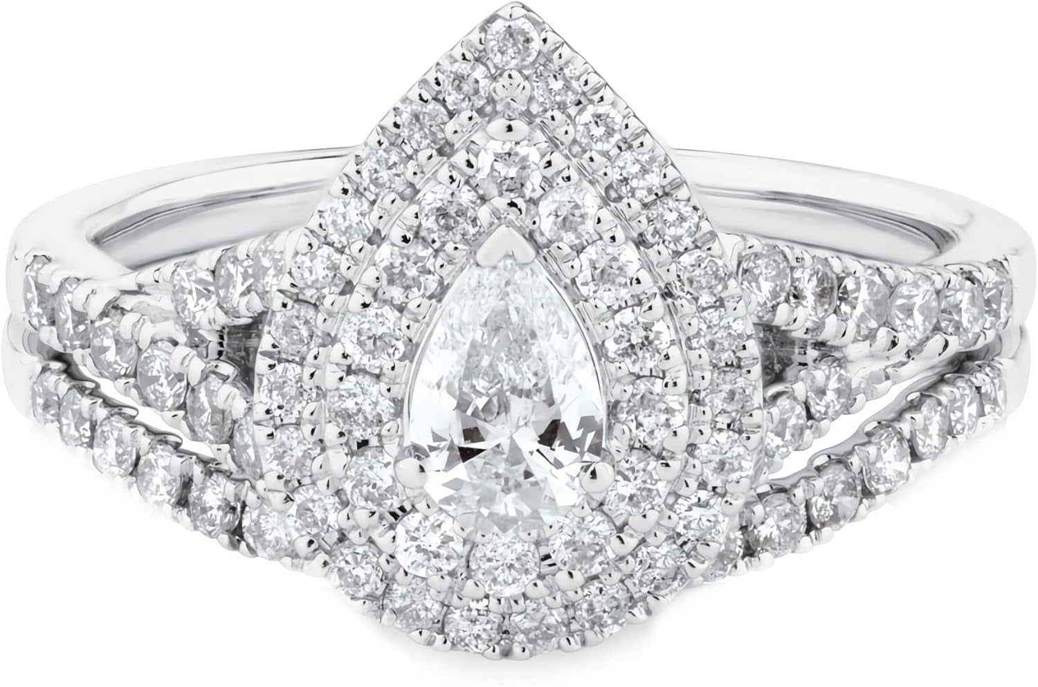 1 Carat Moissanite Bridal Set – Platinum Plated 925 Sterling Silver Engagement Rings for Women | Sparkling Moissanite Wedding Ring Set