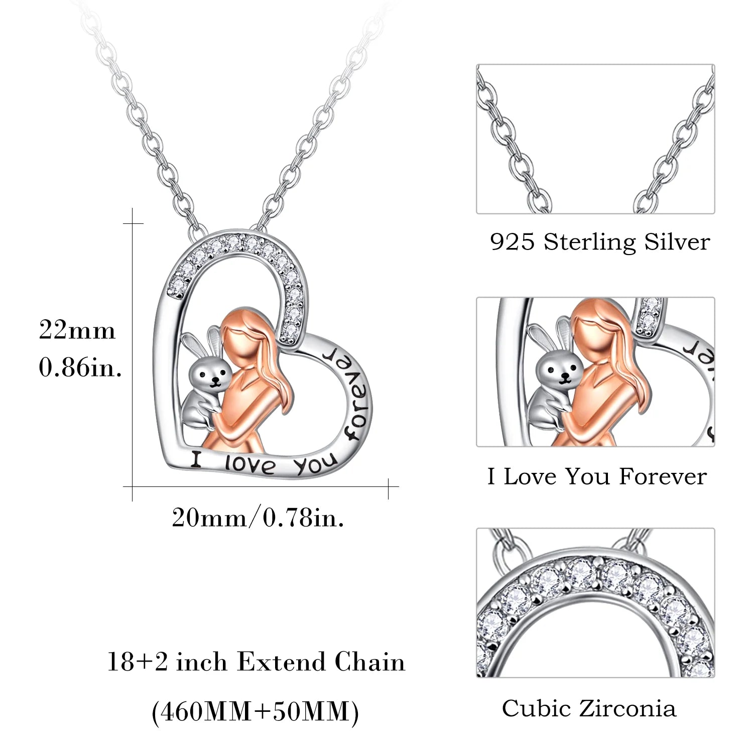 Sterling Silver Rabbit Pendant Necklace – Adorable Gift for Women