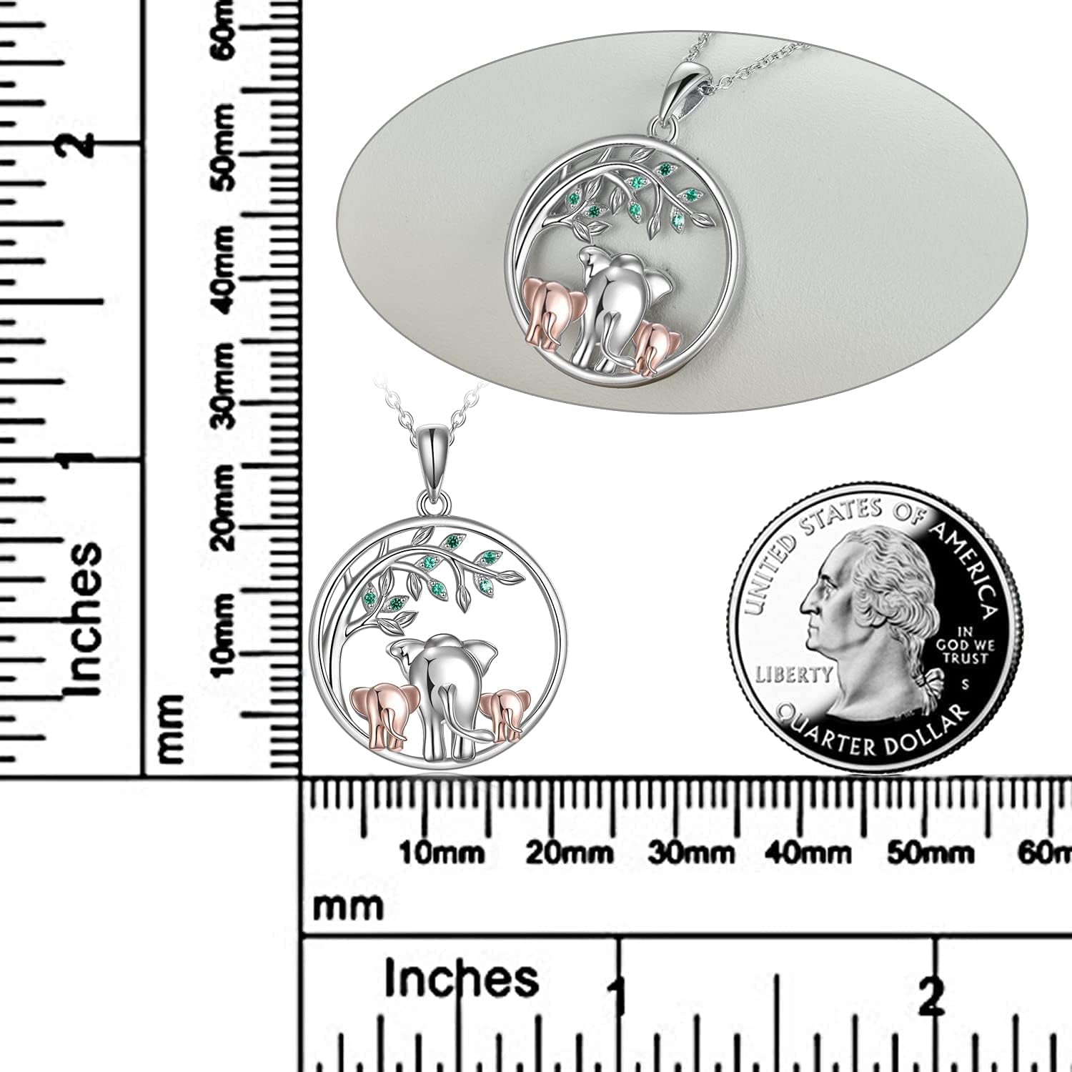 Elephant Tree of Life Pendant Necklace – Sterling Silver for Women