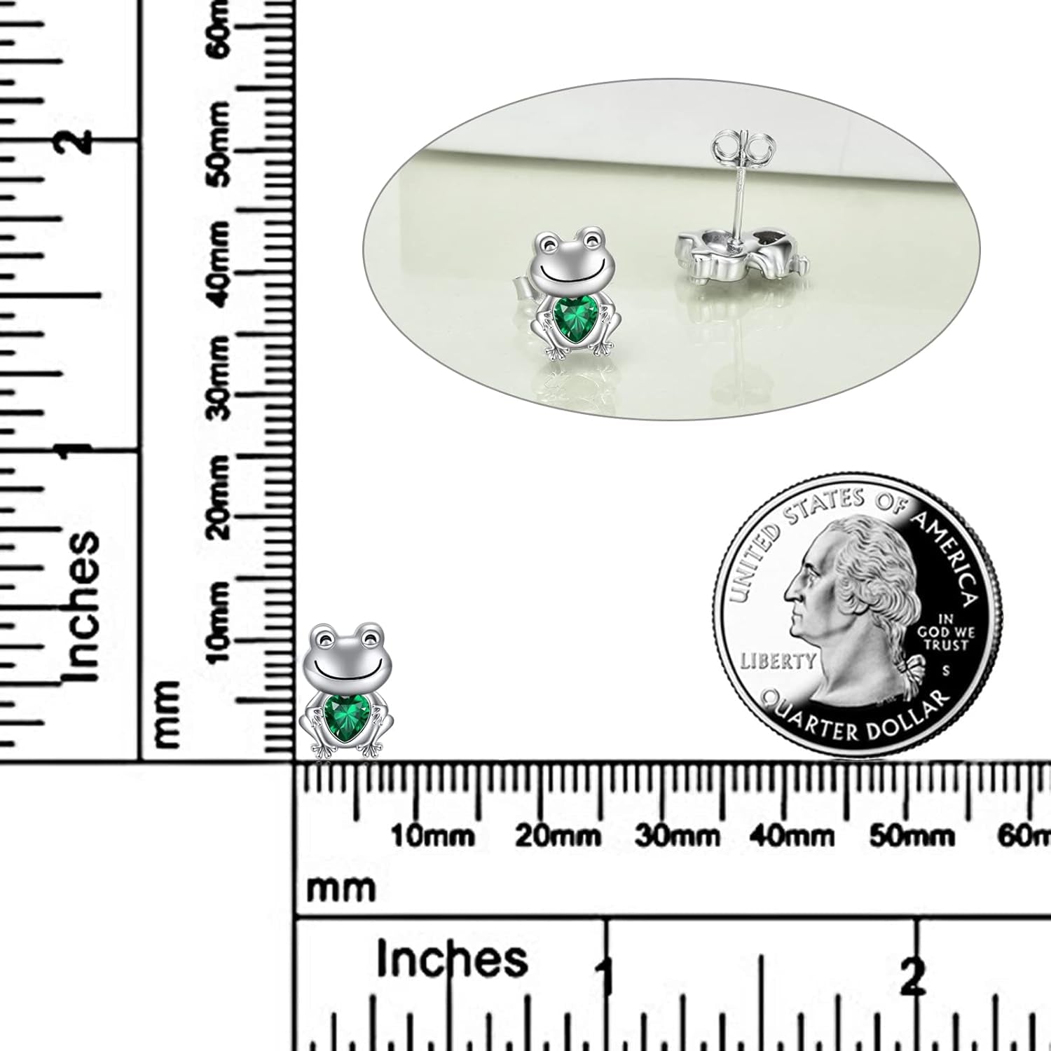 Cute Animal Stud Earrings – Sterling Silver Frog, Jewelry Gift for Women