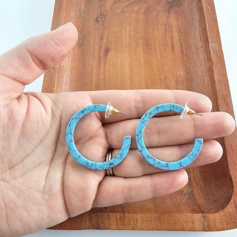 Camy Hoops – Vibrant Turquoise Hoop Earrings, Lightweight & Stylish