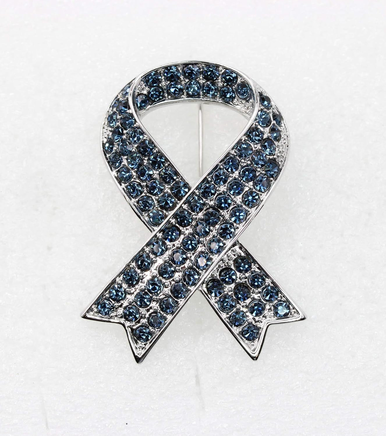 Gorgeous Rhinestone Crystal Awareness Ribbon Brooch Pin – Elegant Support Accessory