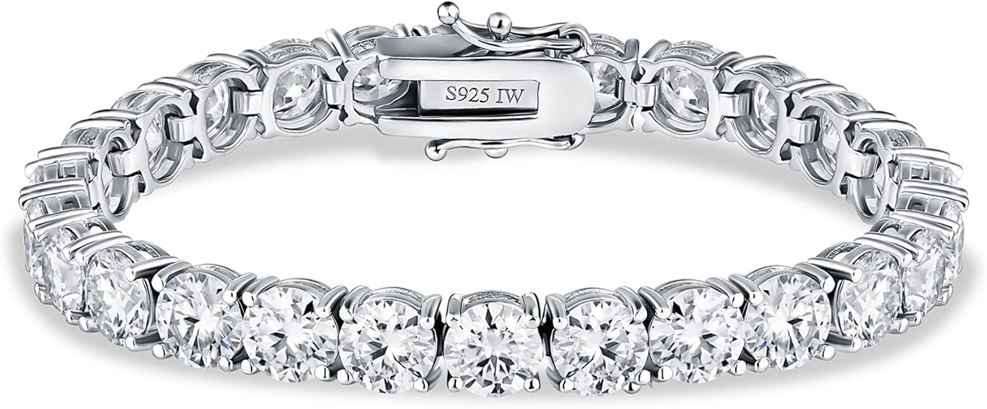 Certified Moissanite Tennis Bracelet – 14K White Gold Over Sterling Silver, Passes Diamond Test – Unisex Luxury Sparkle