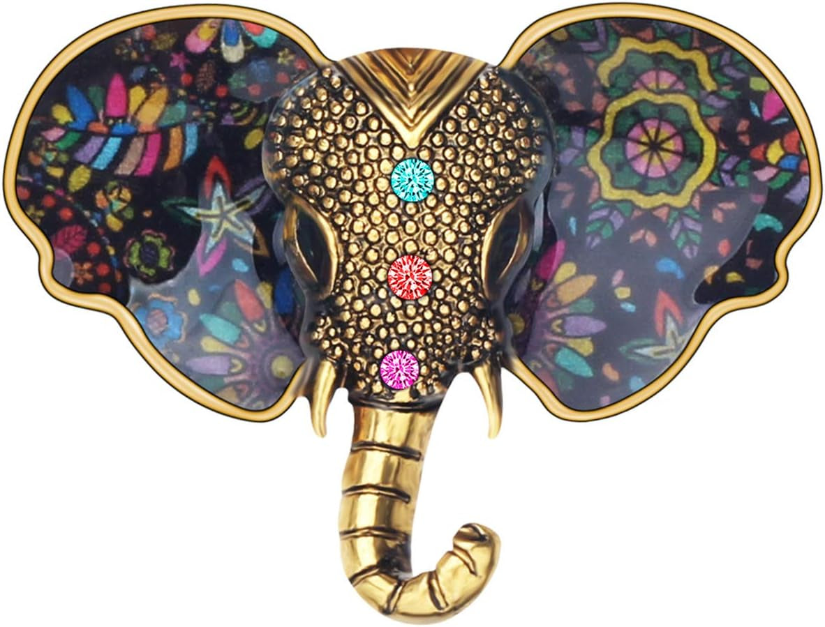 Metal Enamel Shiny Rhinestone Elephant Brooch – Elegant Animal Pin for Women & Teens