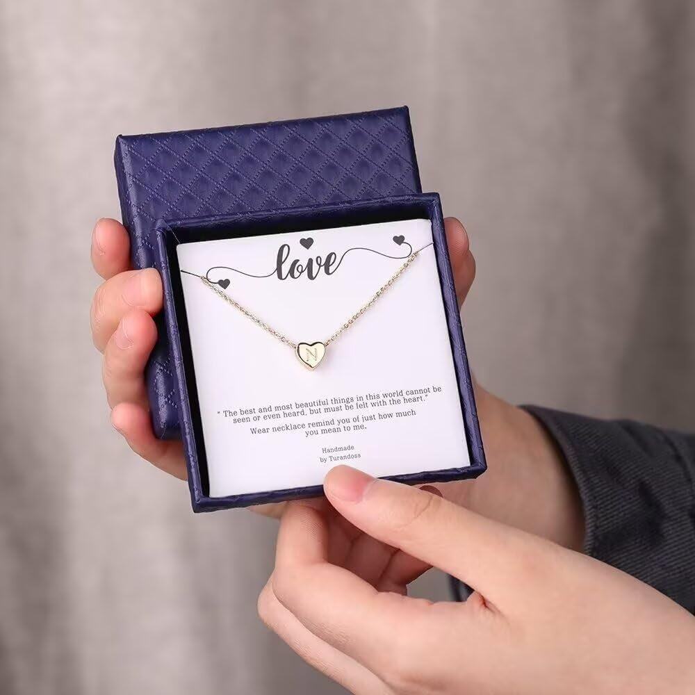 Heart Initial Necklaces for Women & Girls – 14K Gold Filled:
