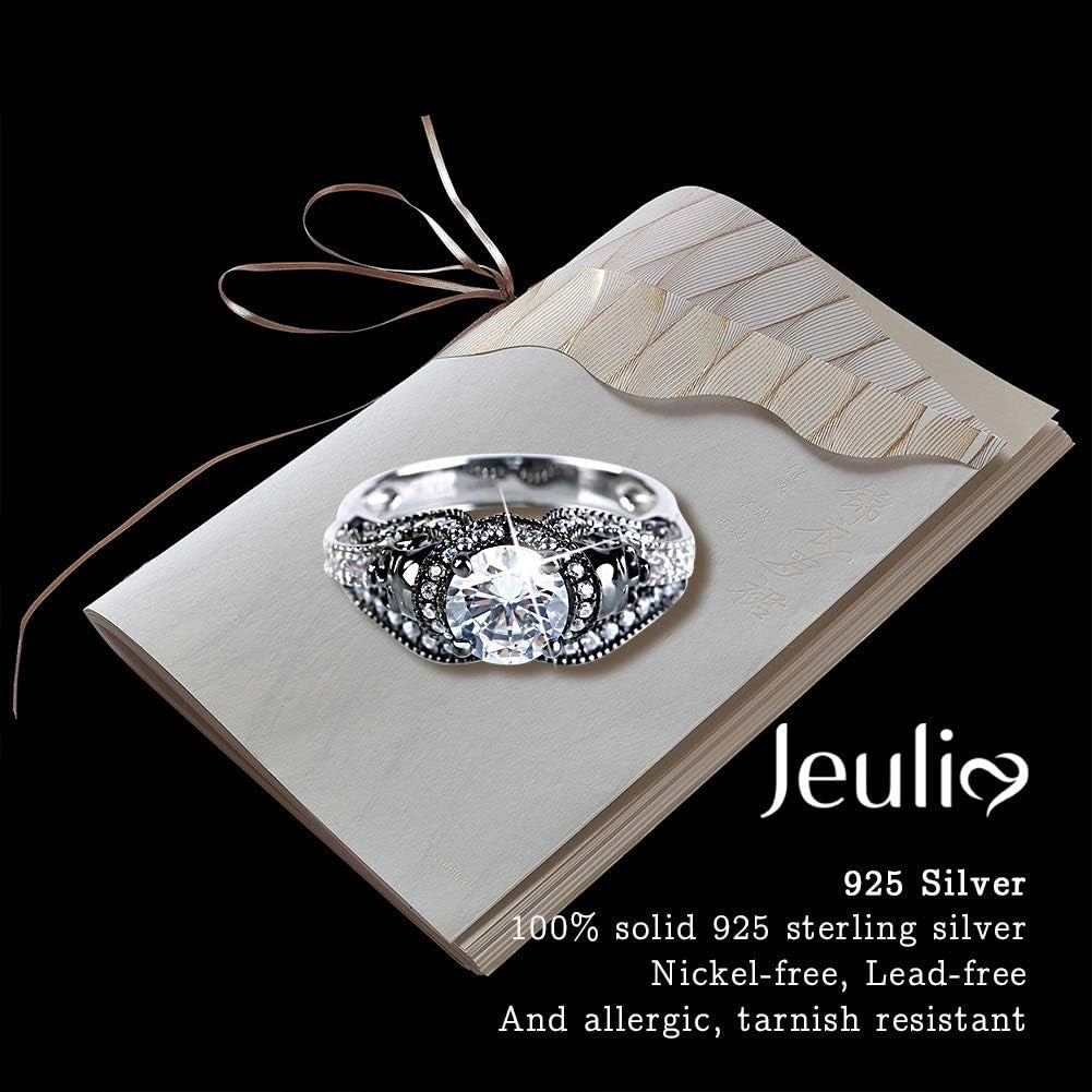 3.68 Carat Skull Bridal Ring Set for Women – Two-Tone Sterling Silver Twist Band with White Diamond CZ, Black Plated Engagement & Promise Ring with Gift Box