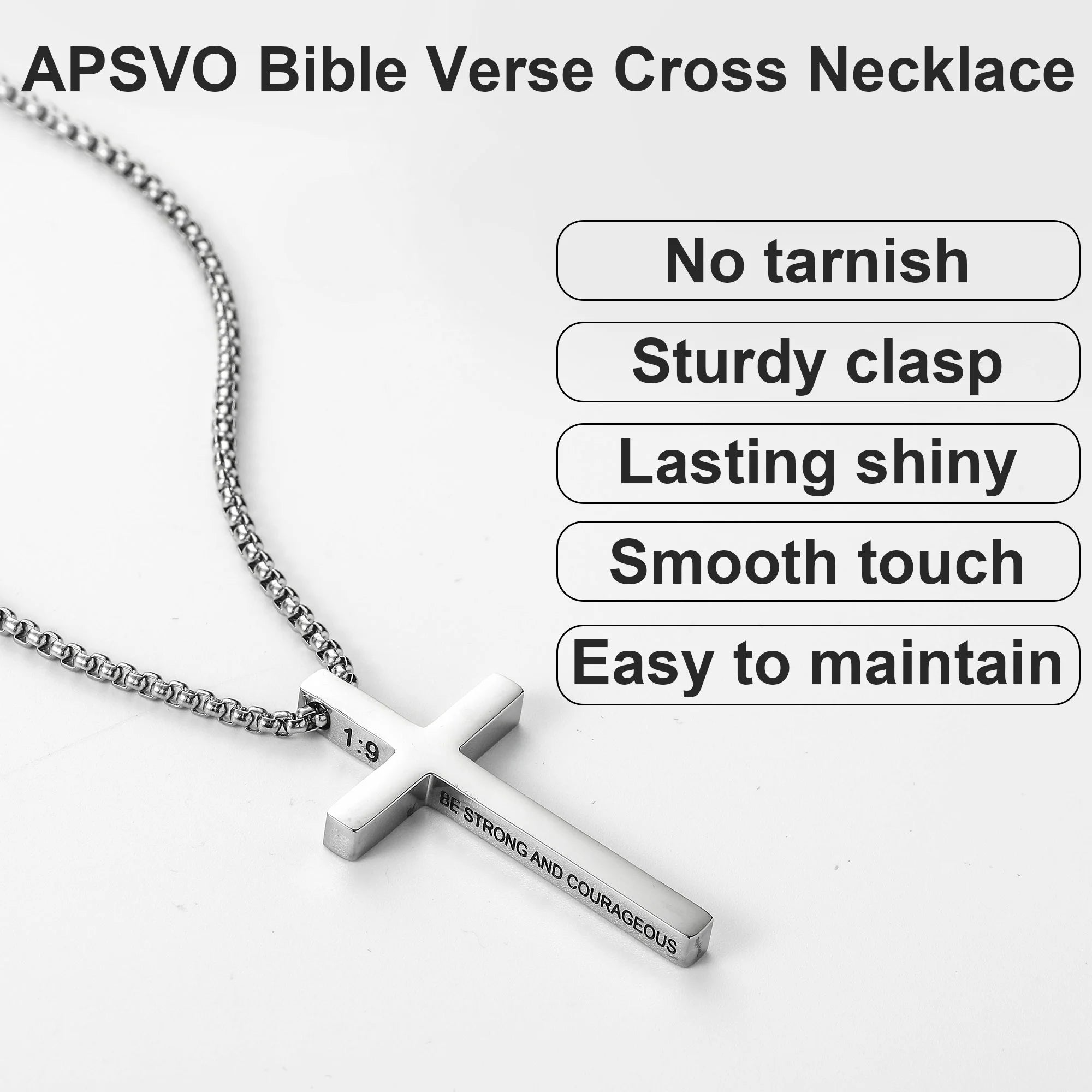 Silver Cross Necklace for Men & Boys – Stainless Steel Pendant Chain, Christian Religious Jewelry Gift