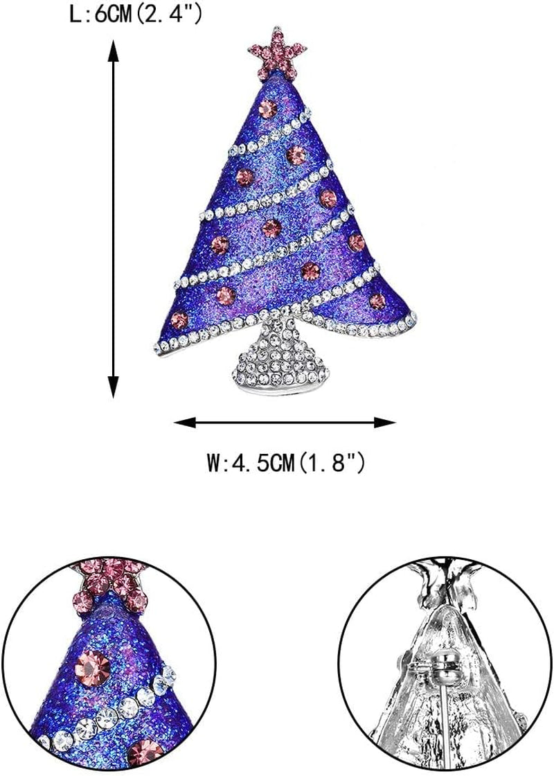 Austrian Crystal Enamel Shining Star Christmas Tree Brooch – Holiday Pin for Women, Girls, and Christmas Outfits