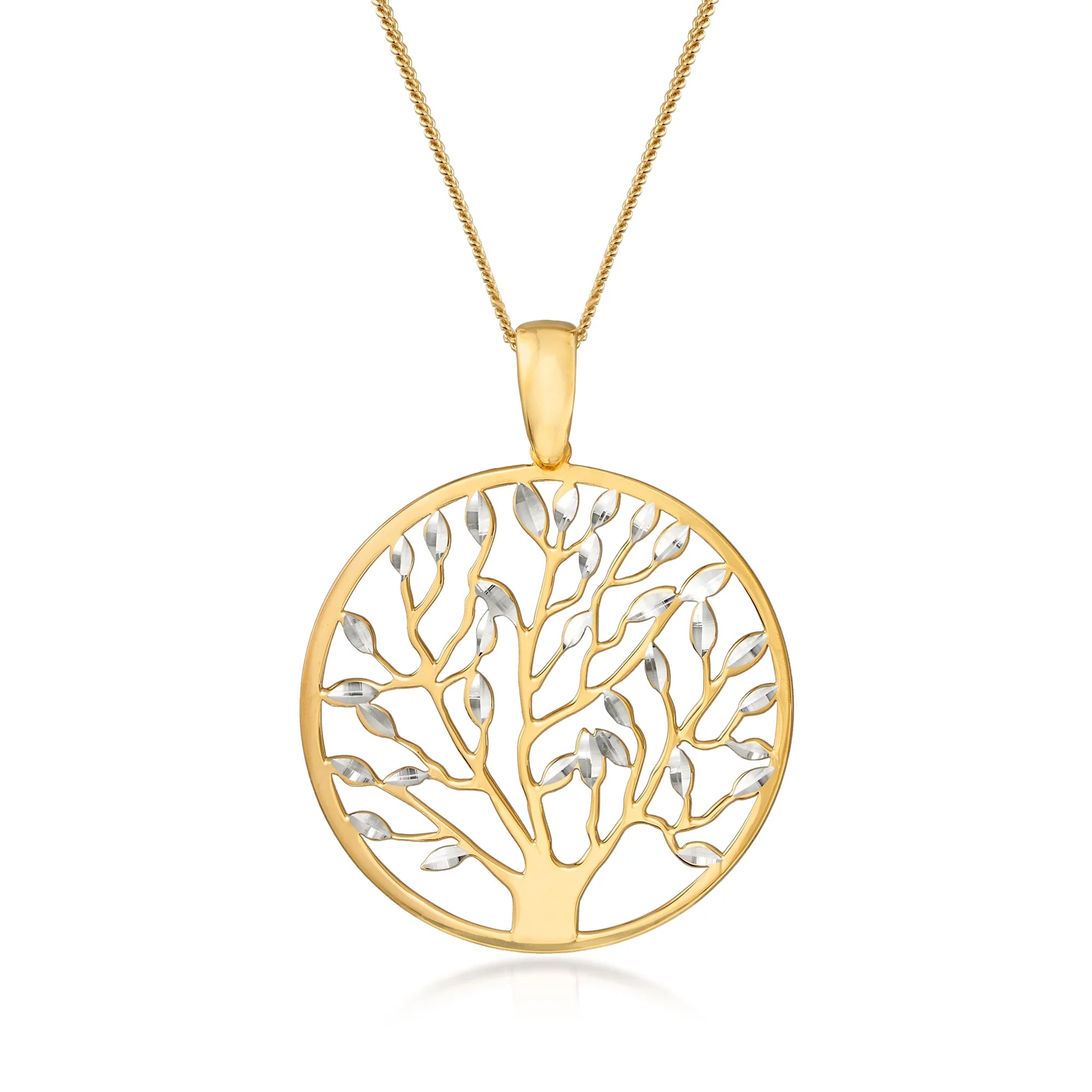 Italian 18Kt Gold over Sterling Cut-Out Tree of Life Pendant Necklace – Women’s Fine Jewelry