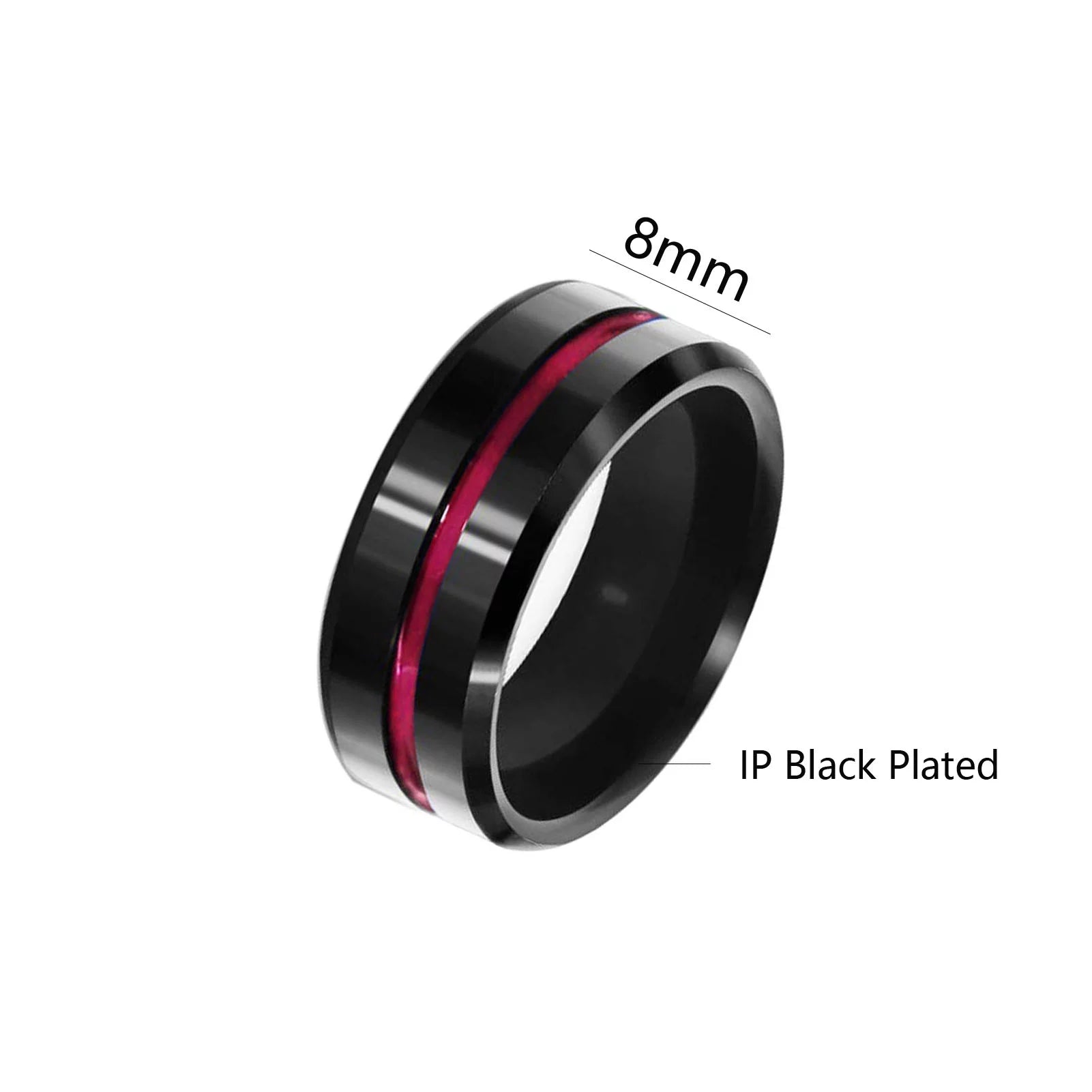 Matching Couple Rings Black Gold Plated 1CT Red CZ Wedding Ring Set – Titanium Men’s Band & Women’s Ring