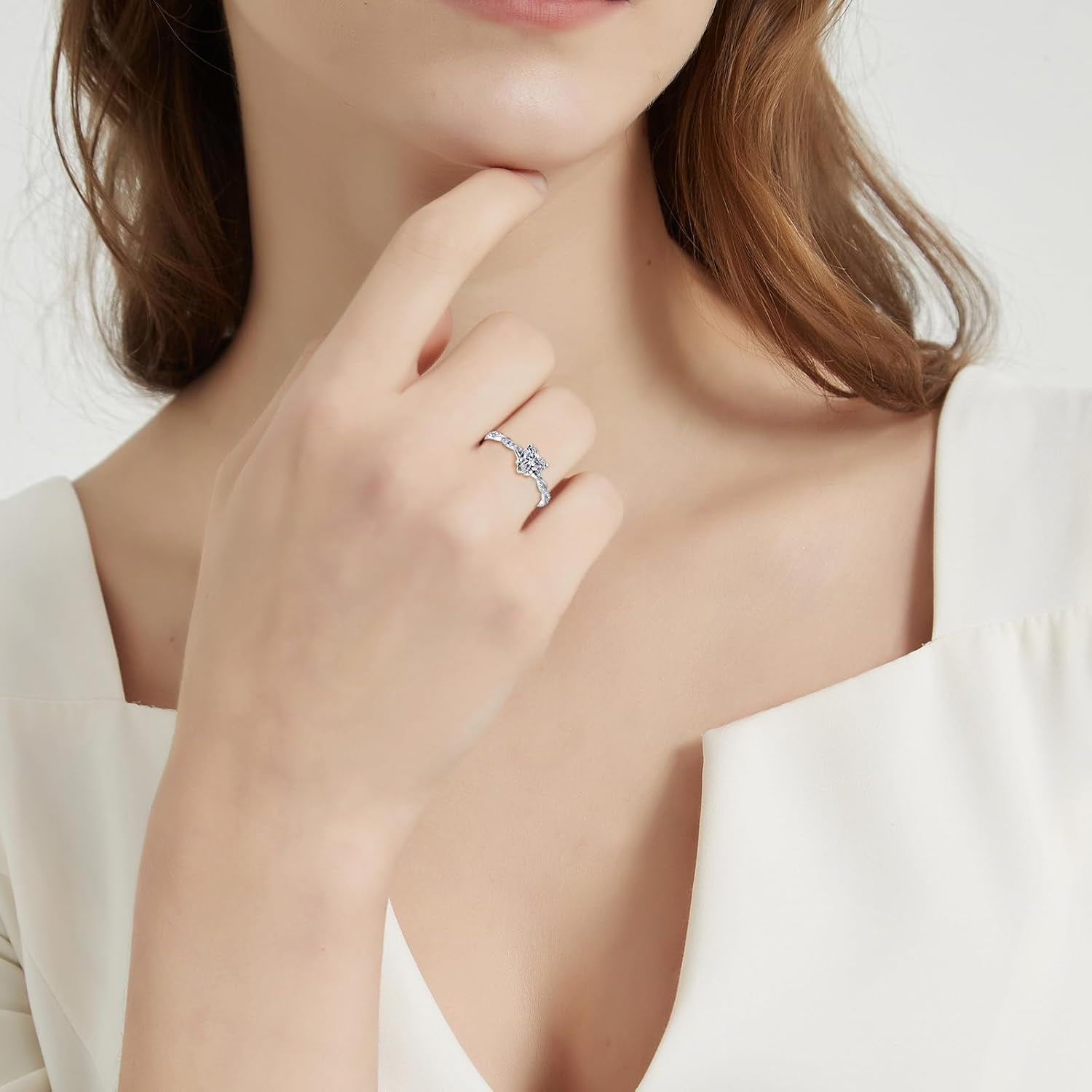 1.25Ct Heart Promise Ring for Women – 925 Sterling Silver Twisted Vine Design with Created Emerald, Sapphire, Amethyst, Ruby, CZ, or Opal – Sizes 5-10