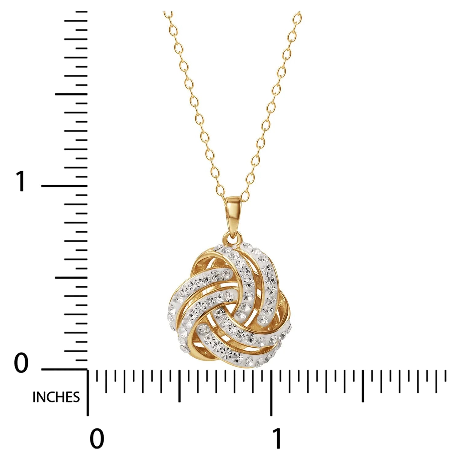 Fine Women’s Love Knot 18K Gold Crystal Pendant & Earring Set – Elegant Jewelry Gift