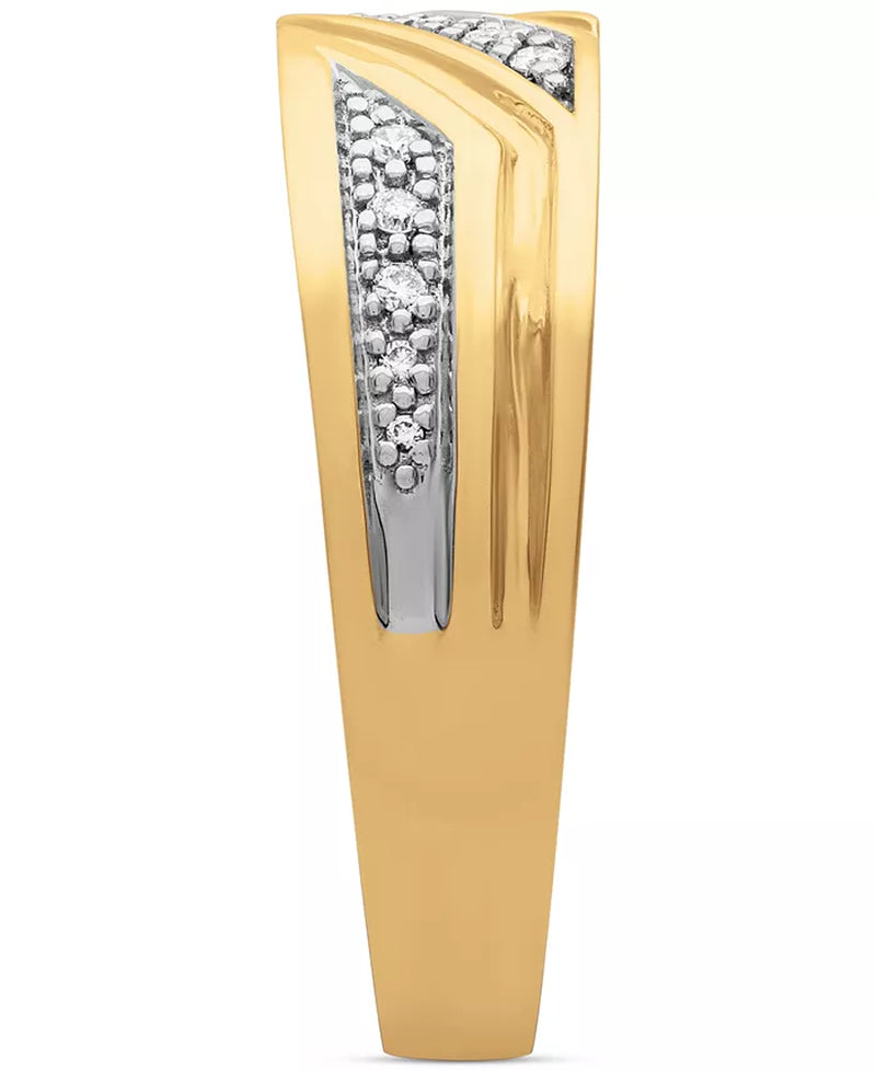 Men’s Diamond Three-Station Wedding Band – 1/10 Ct. T.W., 14K Gold