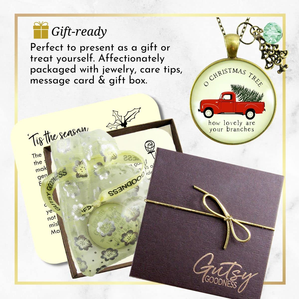 🎄 Red Truck Christmas Theme Necklace – Vintage Holiday Charm Jewelry