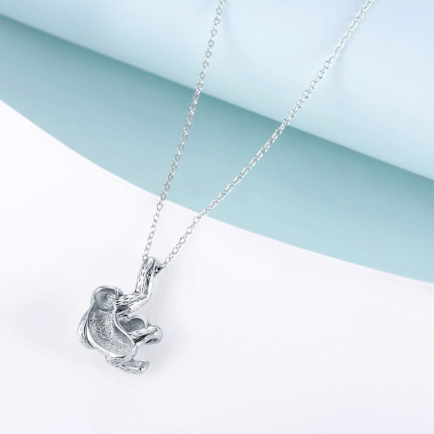 Sterling Silver Sloth Necklace with Heart Crystal Pendant – Unique Sloth Jewelry Gift for Women, Girls & Men | Christmas & Birthday Gift Idea