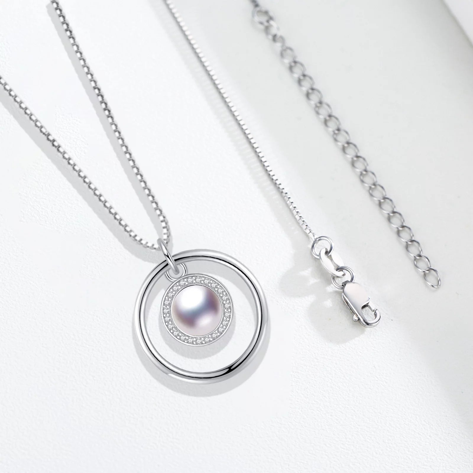 Pearl Necklace for Women – 925 Sterling Silver Pendant Necklace, Elegant Jewelry Gift for Mom, Daughter, Niece – Birthday or Christmas Present