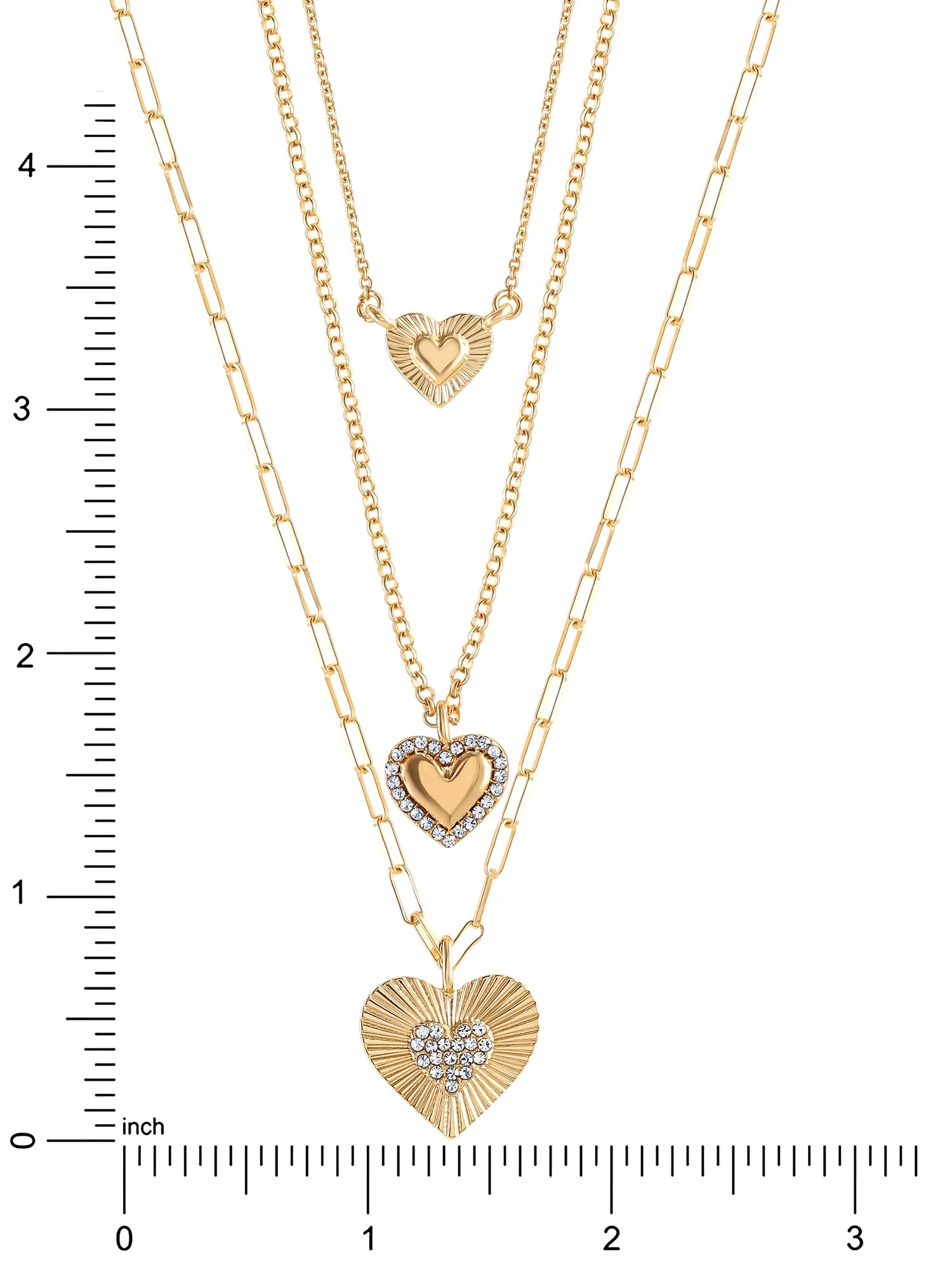Fashion Gold Layered Heart Necklace – Trendy Metal Jewelry for Women