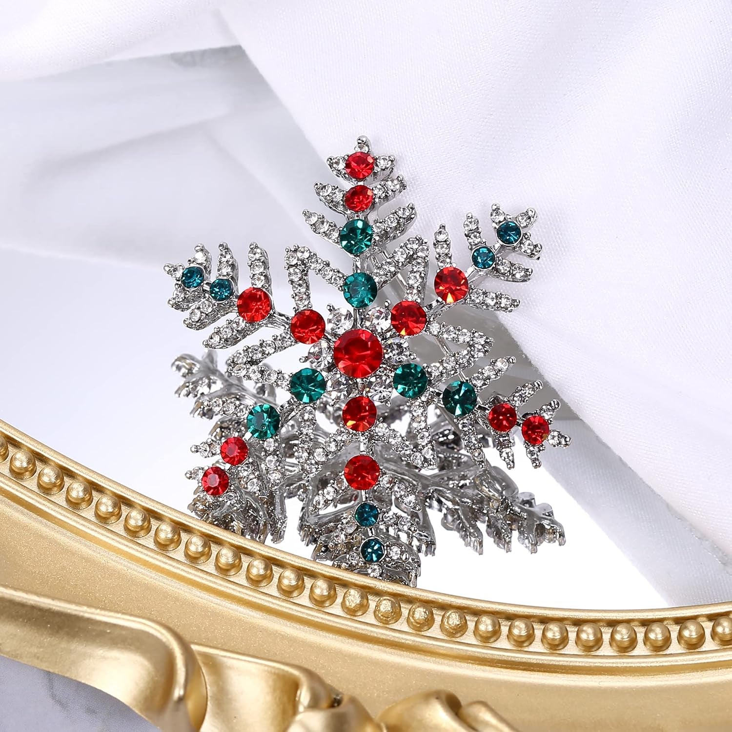 Women’s Austrian Crystal Art Deco Winter Snowflake Brooch Pin