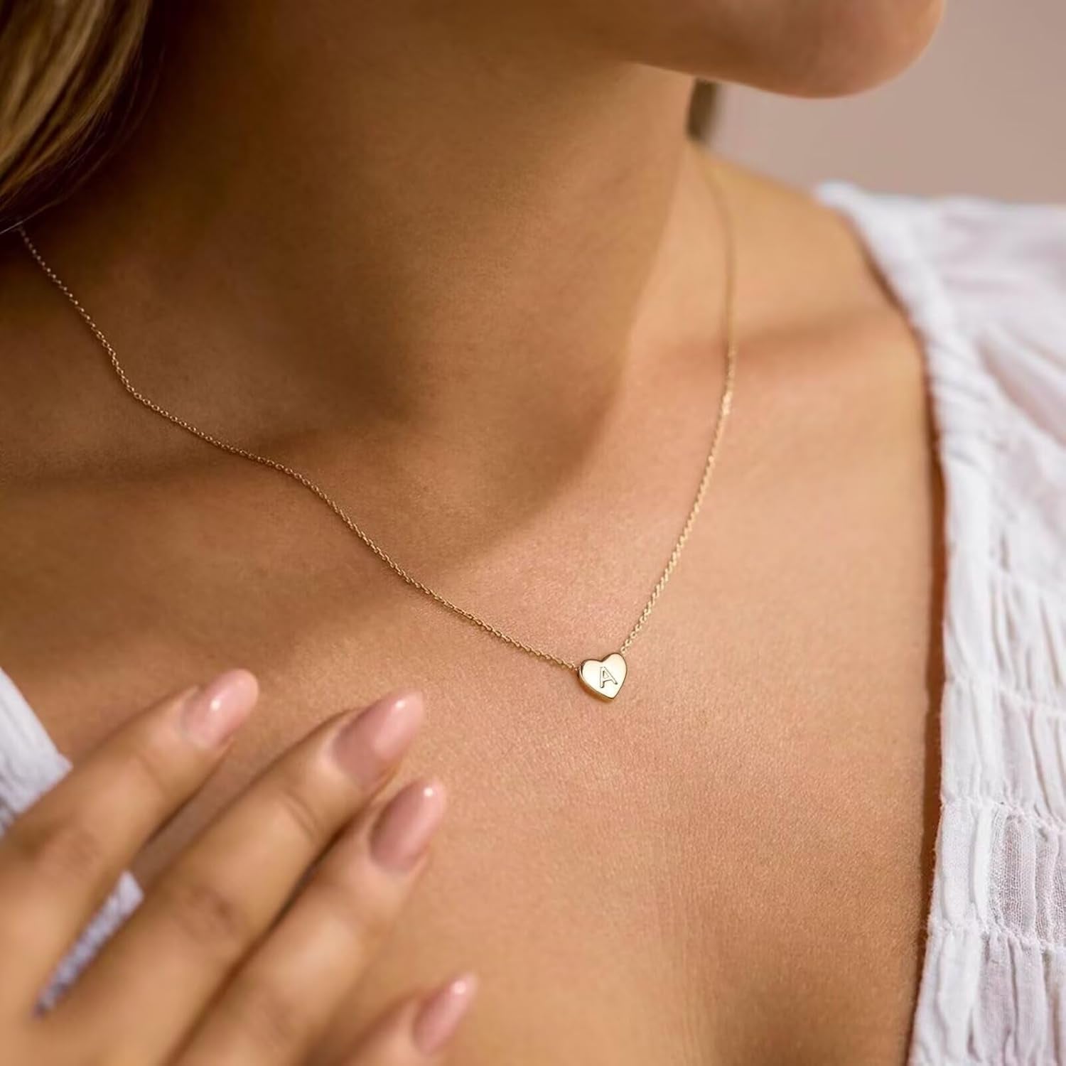 Heart Initial Necklaces for Women & Girls – 14K Gold Filled: