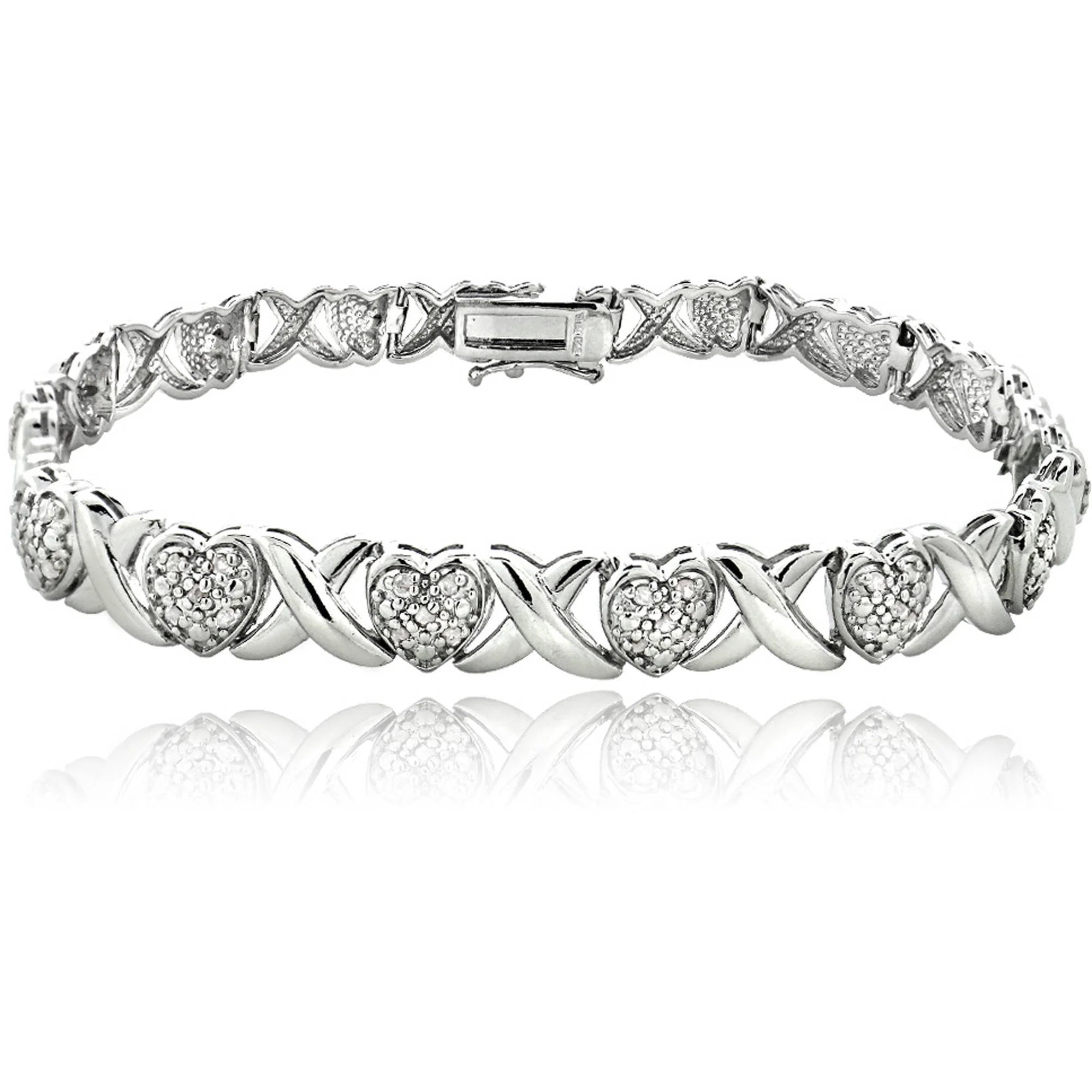 Gold Tone 1/2 Ct Diamond X & Heart Bracelet for Women – Romantic Sparkle