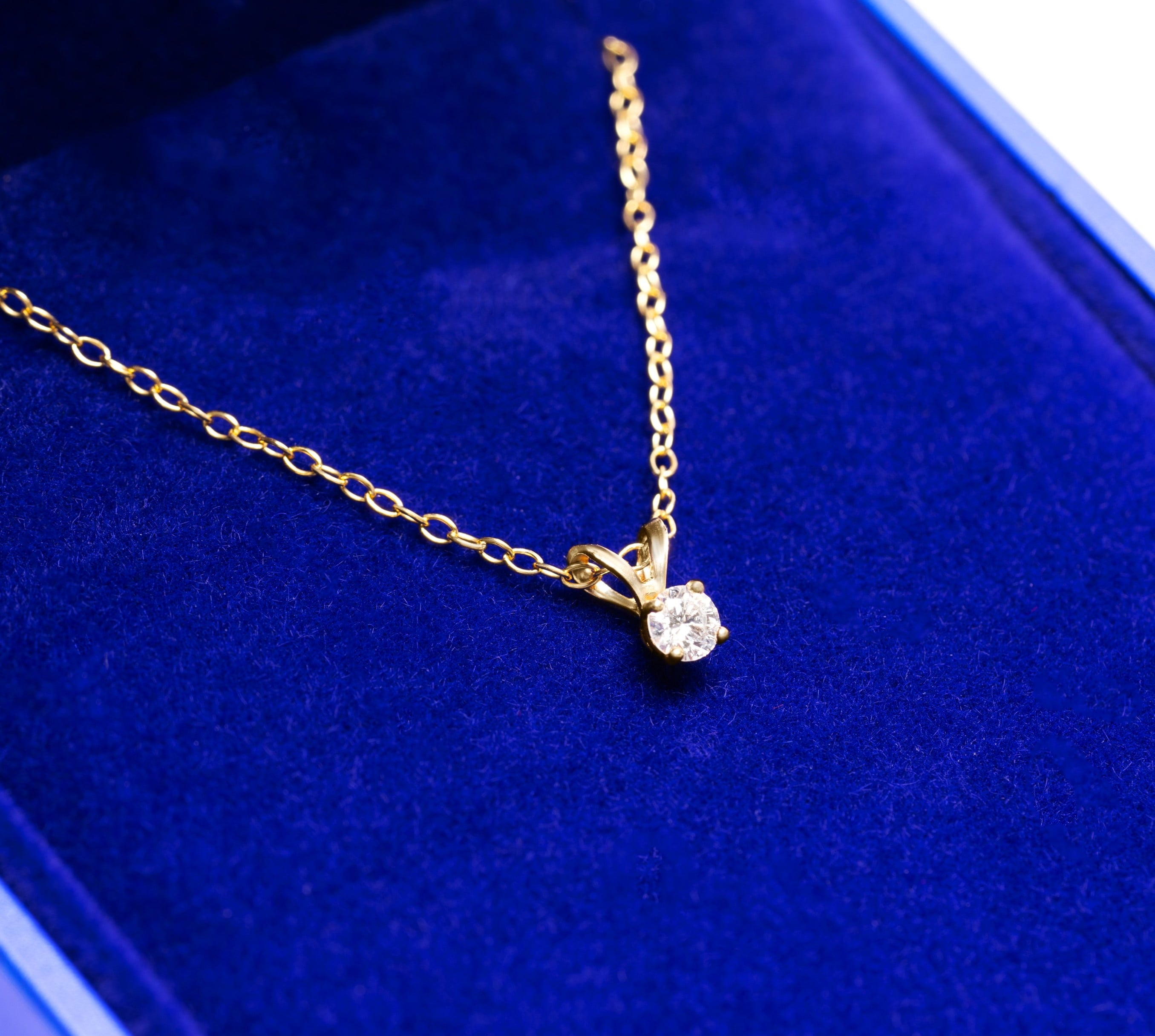 14K Yellow Gold 1/6 Ct Diamond Solitaire Necklace – 18" Women’s Pendant