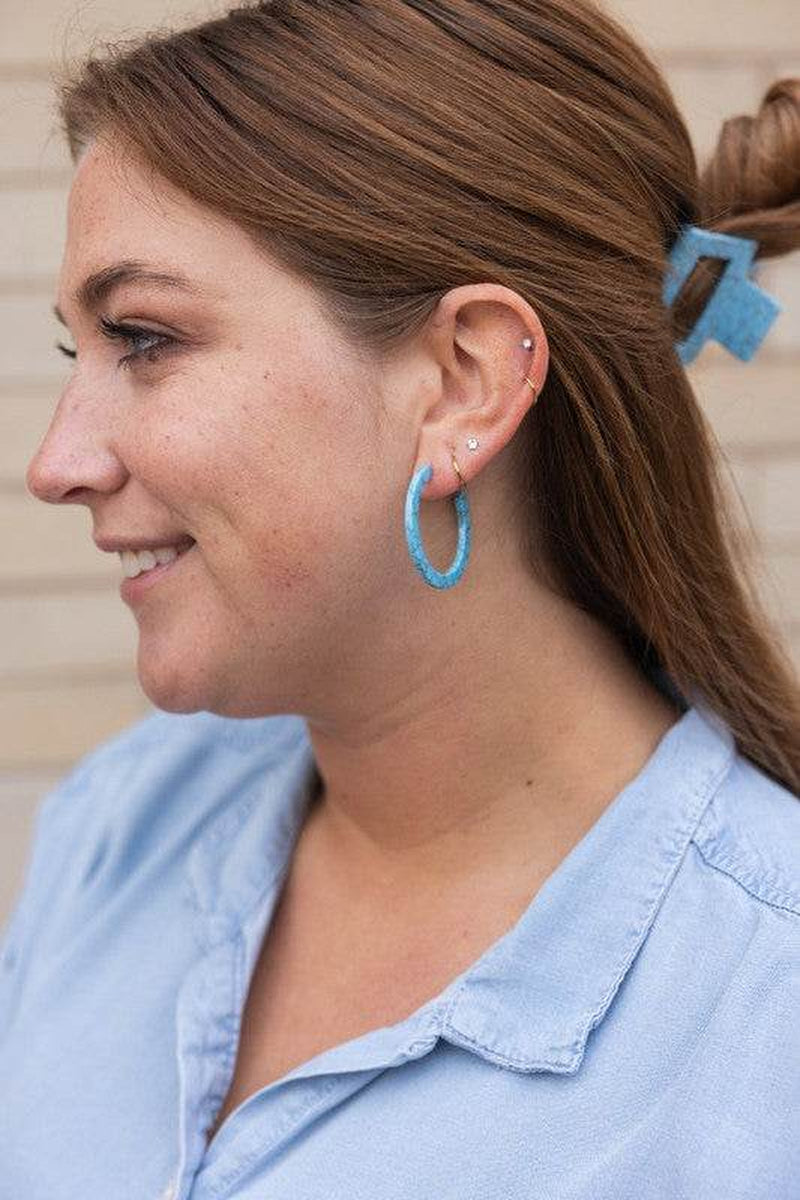 Camy Hoops – Vibrant Turquoise Hoop Earrings, Lightweight & Stylish