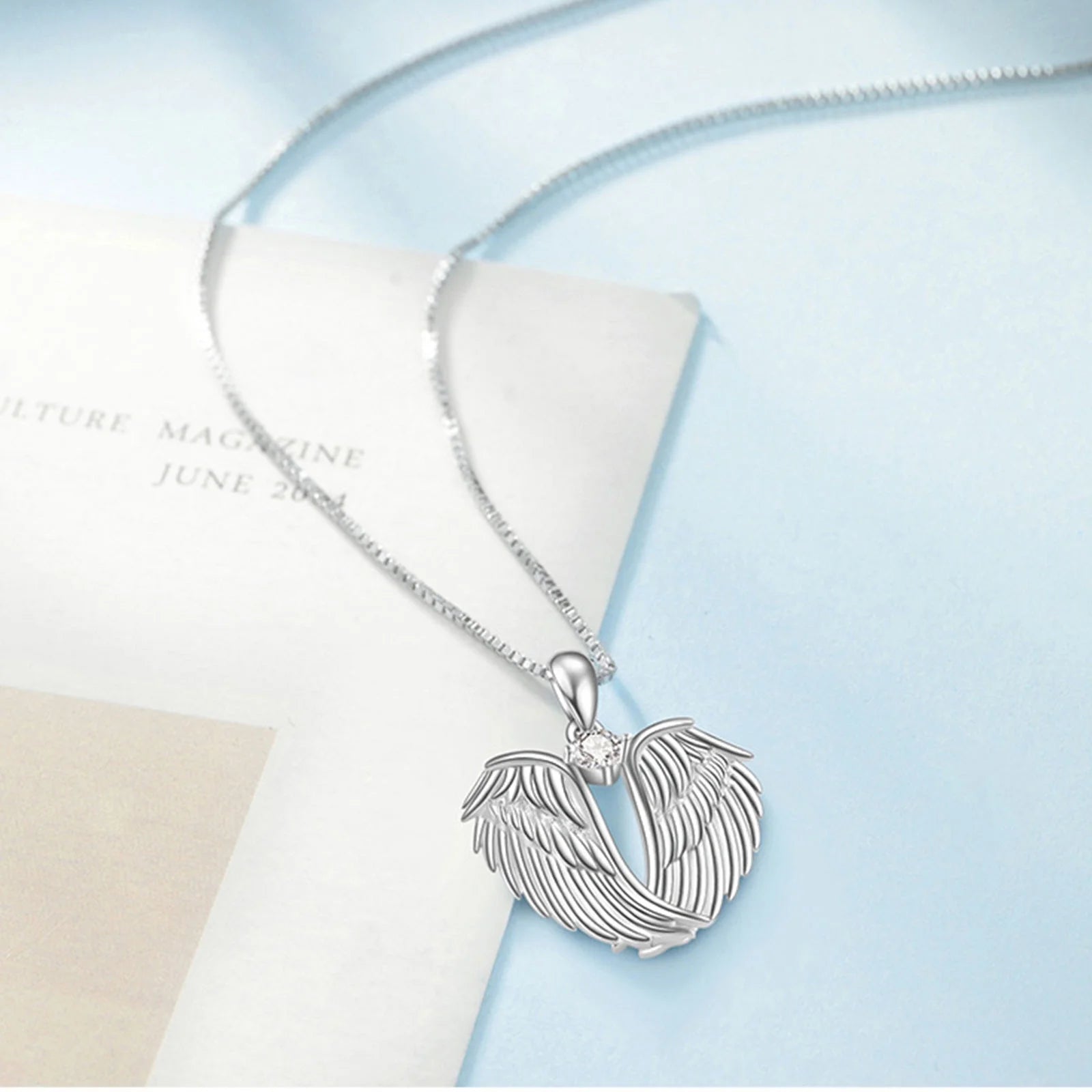 Clearance! Angel Wings Necklace for Women – 925 Silver Guardian Pendant with Birthstone – Meaningful Jewelry Gift