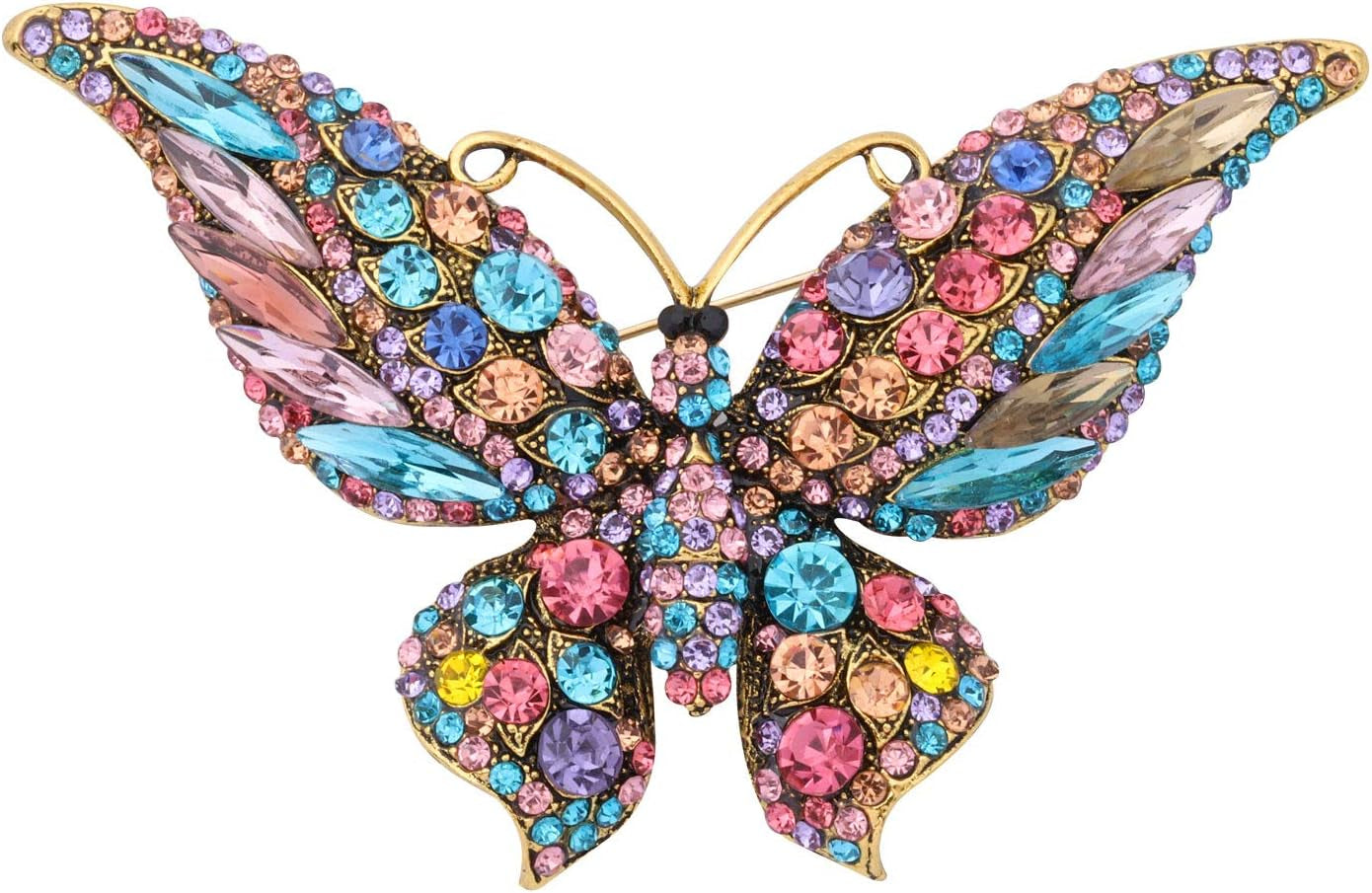 💎 Crystal Rhinestone Butterfly Brooch Pin – Blue Elegant Butterfly Brooch for Women | Wedding, Banquet & Birthday Party Jewelry Accessory