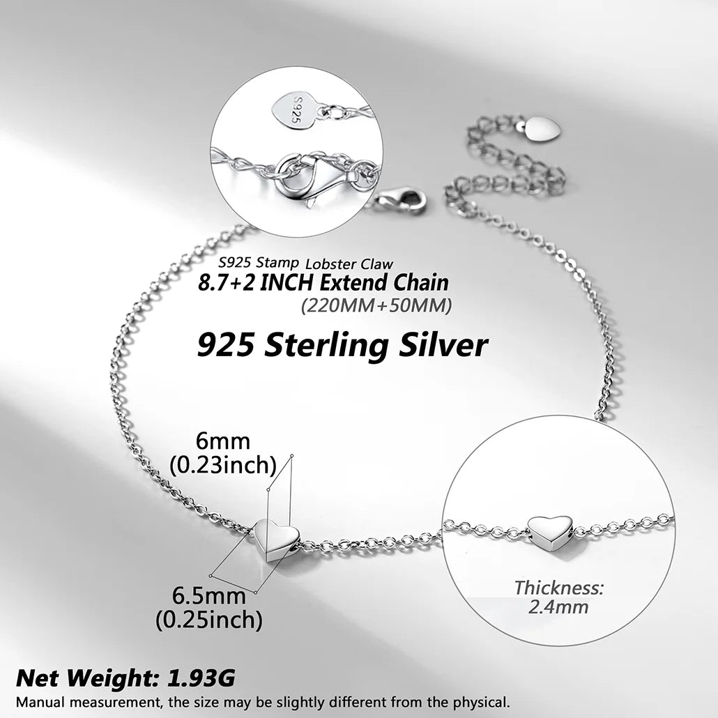 Silver Heart Anklet for Women