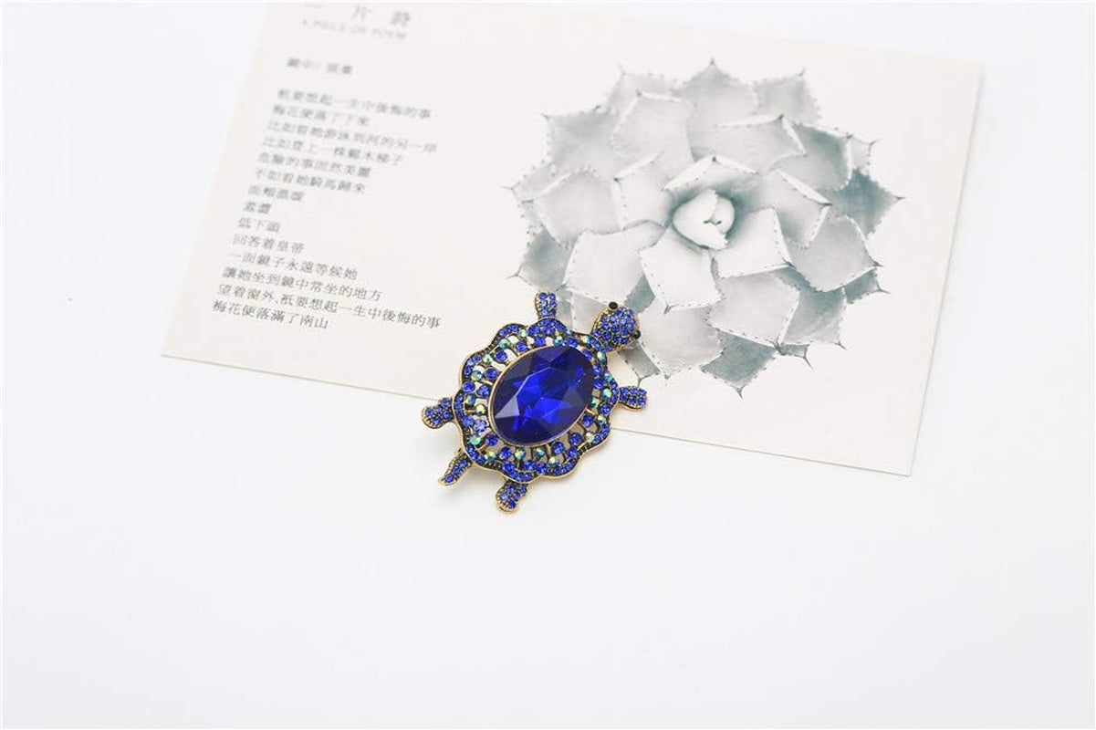 Women’s Crystal Big Turtle Pin Brooch – Decorative Animal Jewelry for Girls & Women