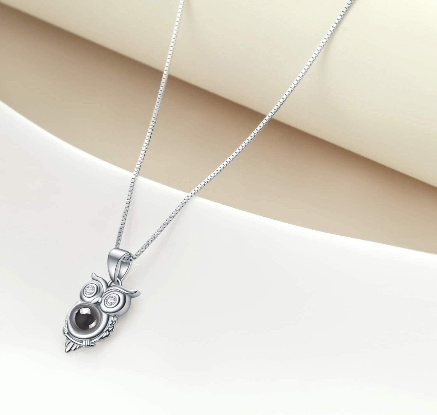 925 Sterling Silver Owl Pendant Necklace – “I Love You 100 Languages” Love Owl Jewelry Gift for Women & Girlfriend