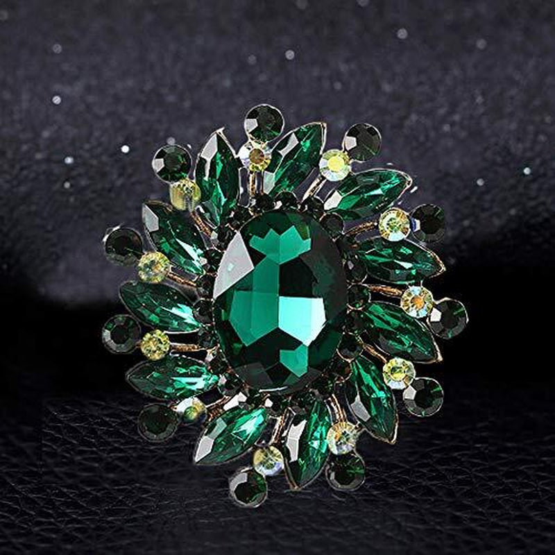 Ezing 4-Piece Large Rhinestone Crystal Brooch Set – Fashion Green Statement Pins