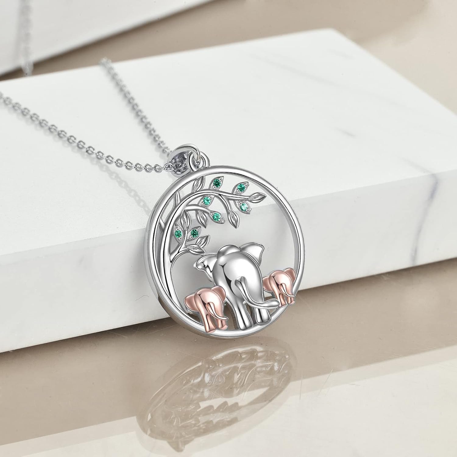 Elephant Tree of Life Pendant Necklace – Sterling Silver for Women