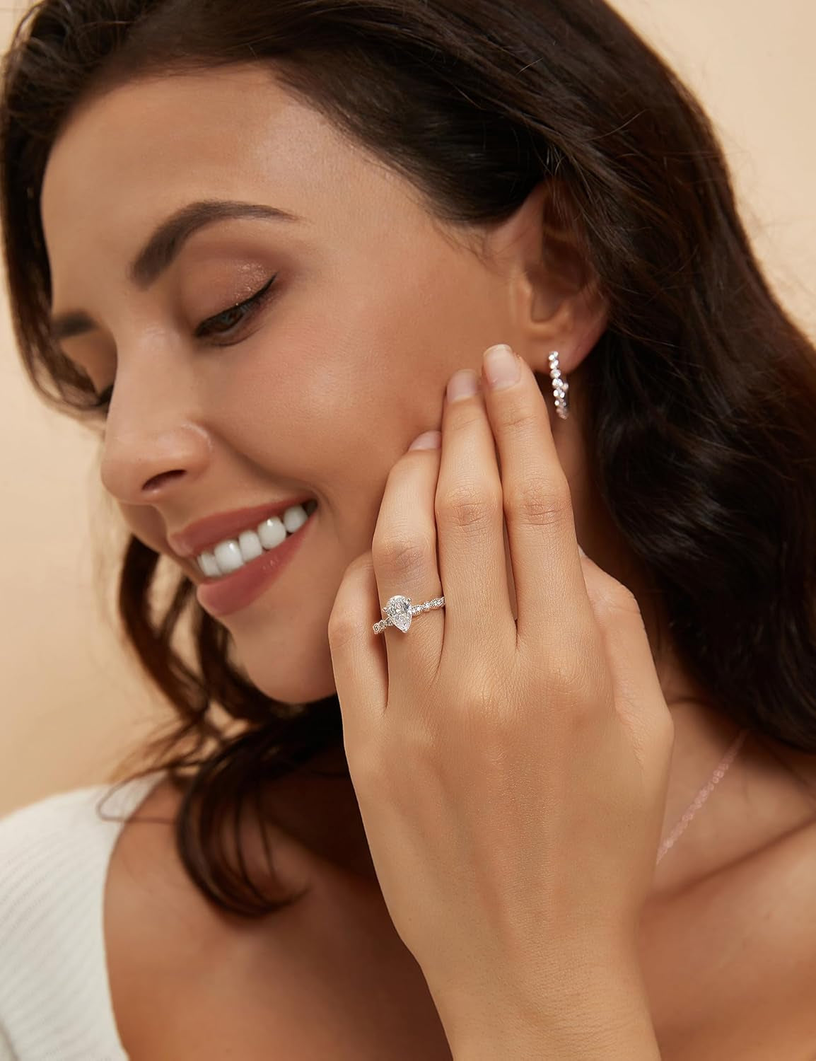 1.5Ct Teardrop Engagement Ring for Women – Marquise Pear-Shaped Cubic Zirconia Promise Ring (Sizes 4–12)