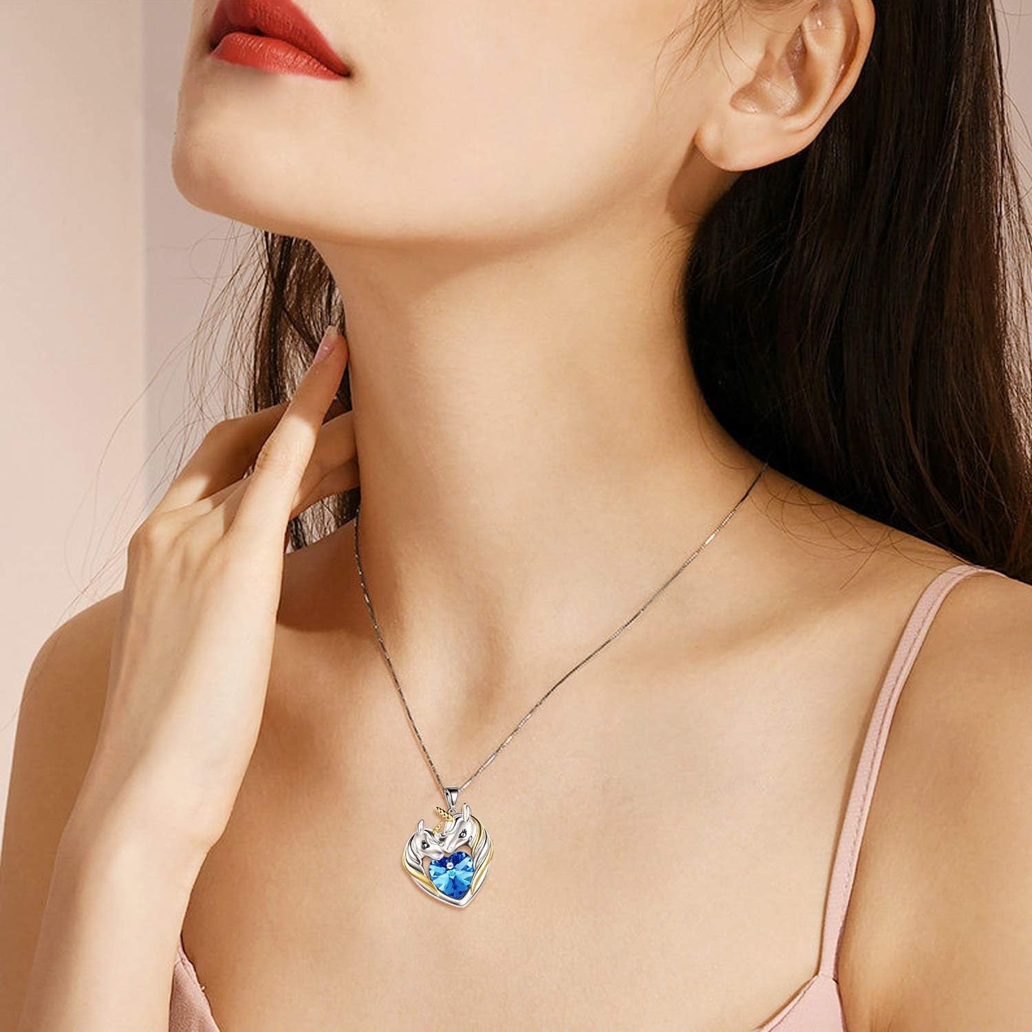 Sterling Silver Animal Crystal Necklaces – Wolf, Dragon, Narwhal, Unicorn & Fox Jewelry Gift for Women