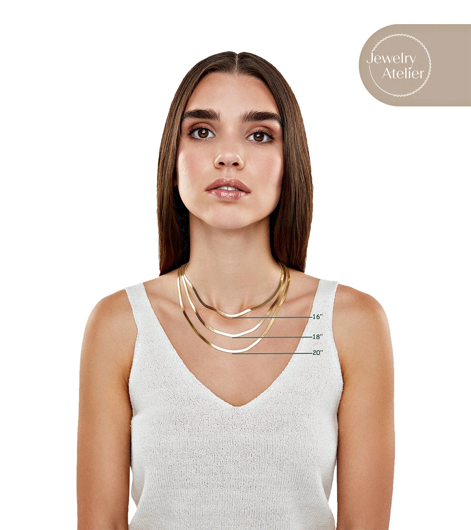 Gold Chain Necklace Collection – 14K Solid Yellow Gold Filled Herringbone & Snake Chains for Women and Men, 4.0mm