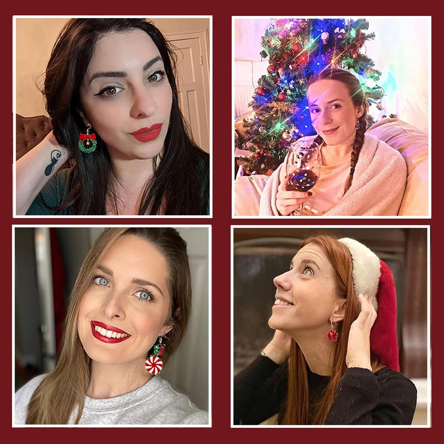 π Christmas Earrings for Women β Stocking Stuffers Holiday Jewelry Set Festive Dangle Earrings with Christmas Tree, Snowflake, Bow & Bell Designs β Perfect Xmas Gifts & Accessories