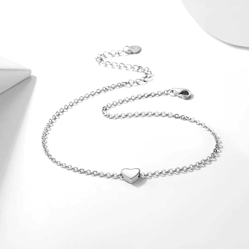 Silver Heart Anklet for Women