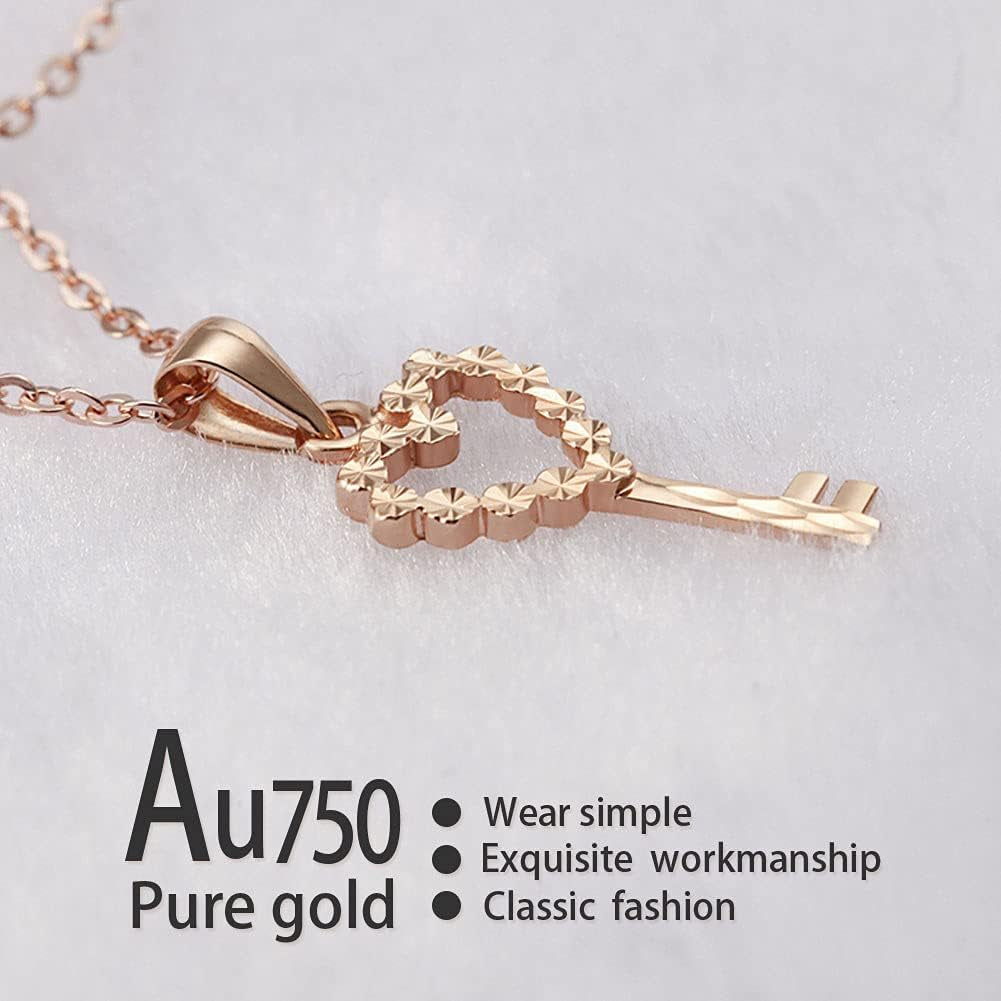 18K Solid Gold Necklace for Women – Real Gold Dainty Pendant with Certificate, 16–18" Adjustable Chain