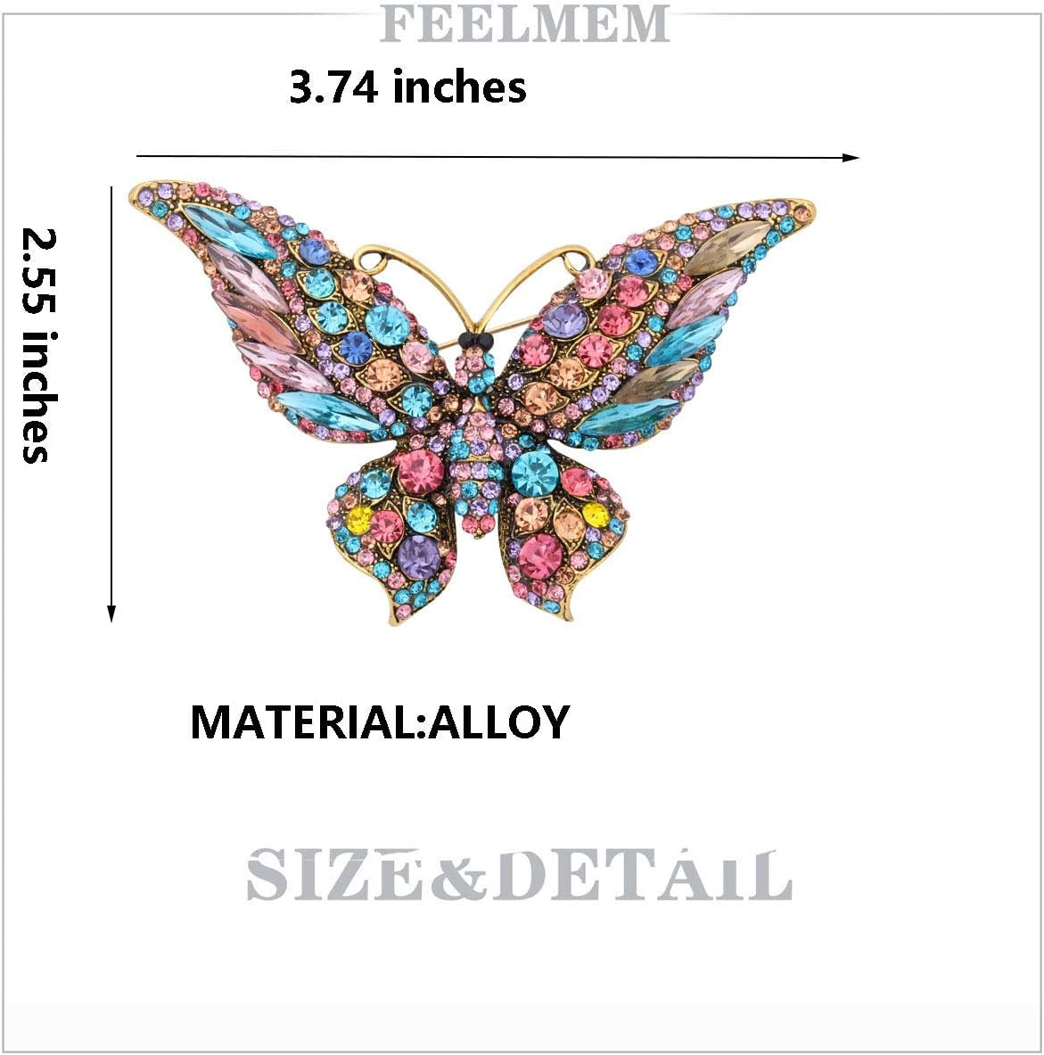 💎 Crystal Rhinestone Butterfly Brooch Pin – Blue Elegant Butterfly Brooch for Women | Wedding, Banquet & Birthday Party Jewelry Accessory