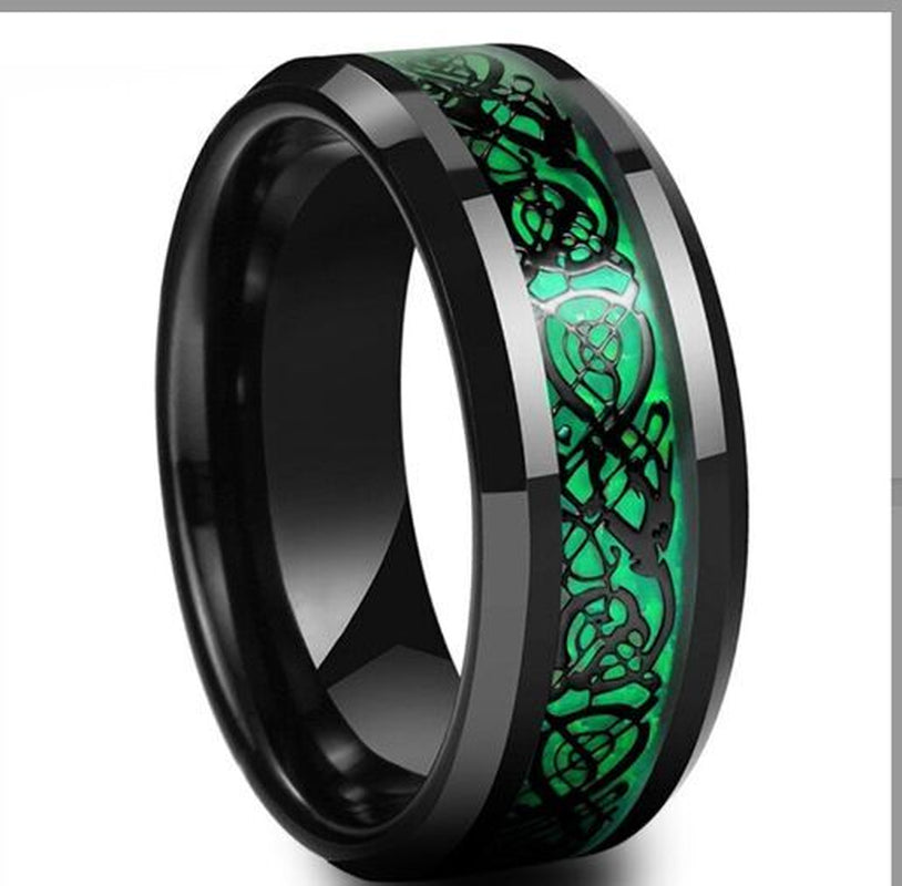 Celtic Dragon Band Ring – Bold Gold-Plated Stainless Steel for Men & Women