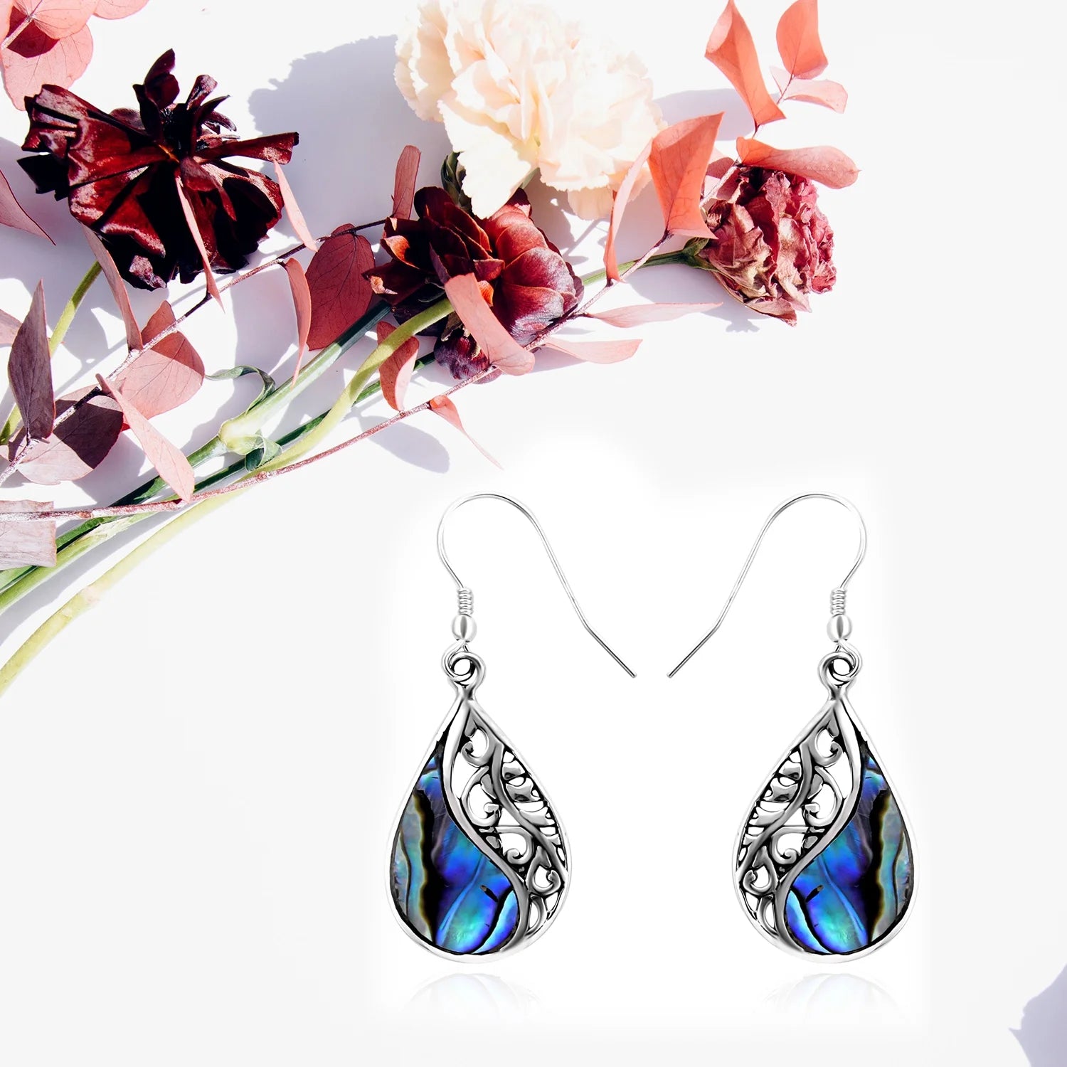 Abalone Shell Earrings for Women – Boho Beach Style in 925 Sterling Silver