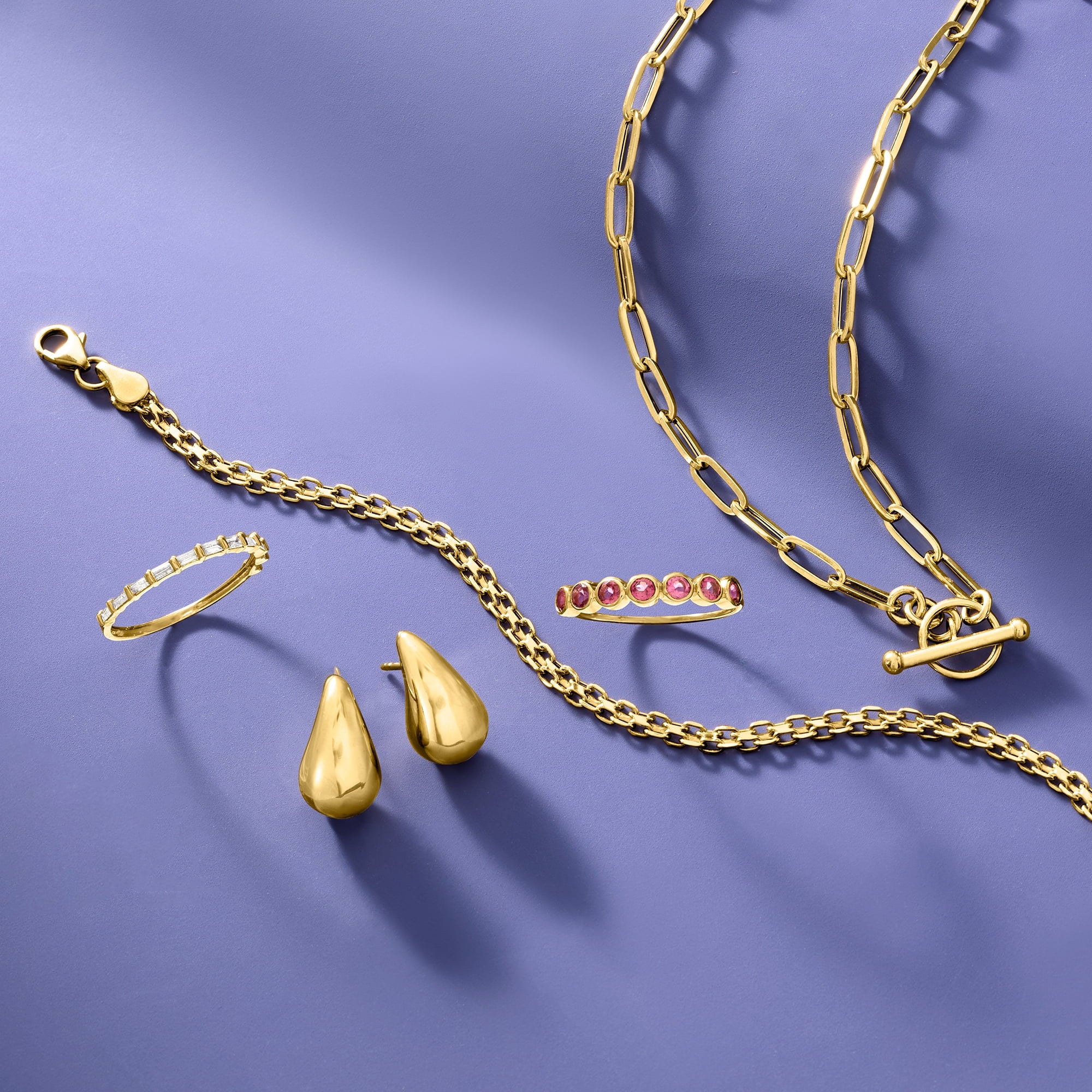 Pure Collection Italian 14K Yellow Gold Bismark-Link Bracelet for Women