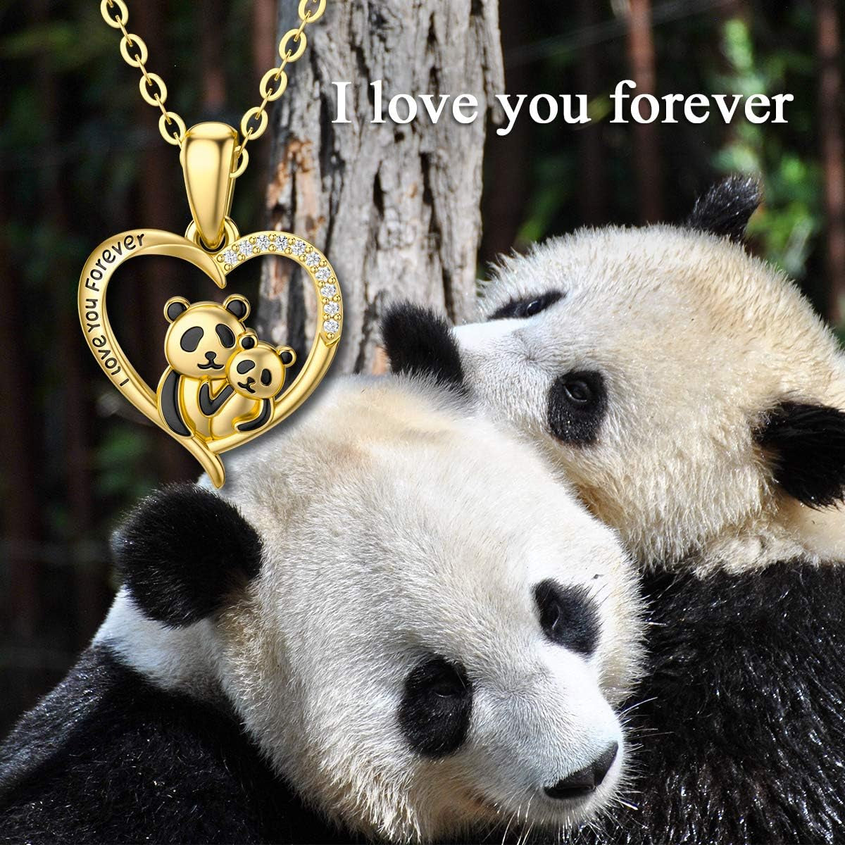14K Solid Gold Panda Pendant Necklace for Women – Yellow Gold Jewelry Gift for Her