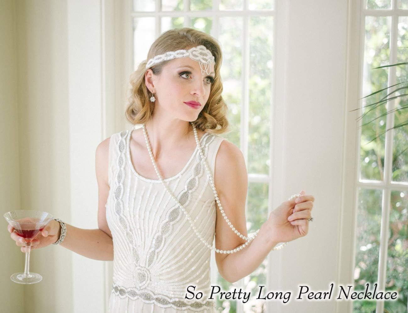 Long Cream White Faux Pearl Necklace – Layered Strand Costume Jewelry for Women