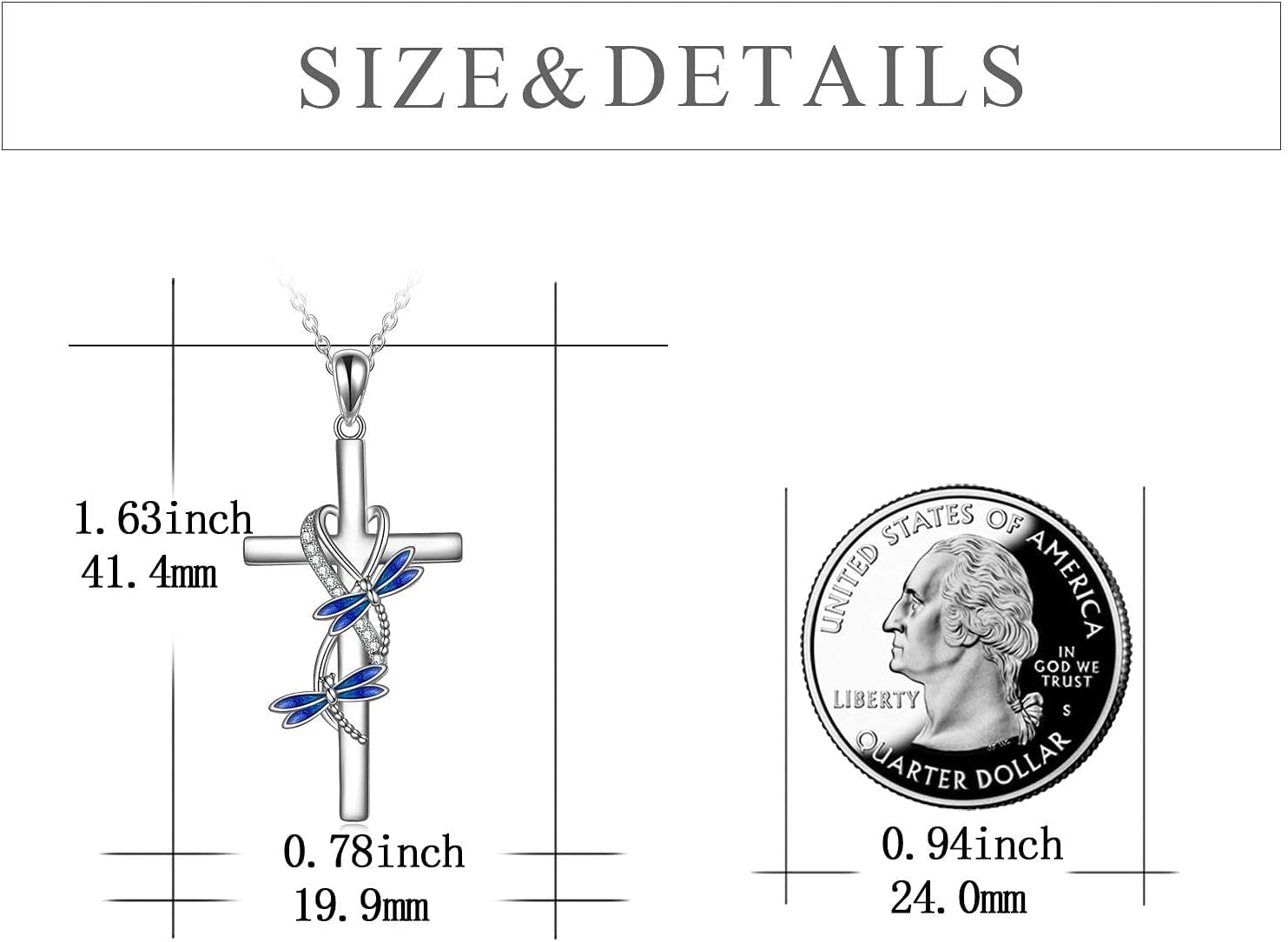 Cross Necklace for Women 925 Sterling Silver Cross Pendant Necklace Animal Jewelry Christmas Gifts for Women Mother Grandma