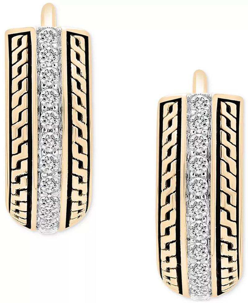 Men’s Diamond Thick Hoop Earrings (1/5 Ct. T.W.) in 14K Gold-Plated Sterling Silver, 1/2"