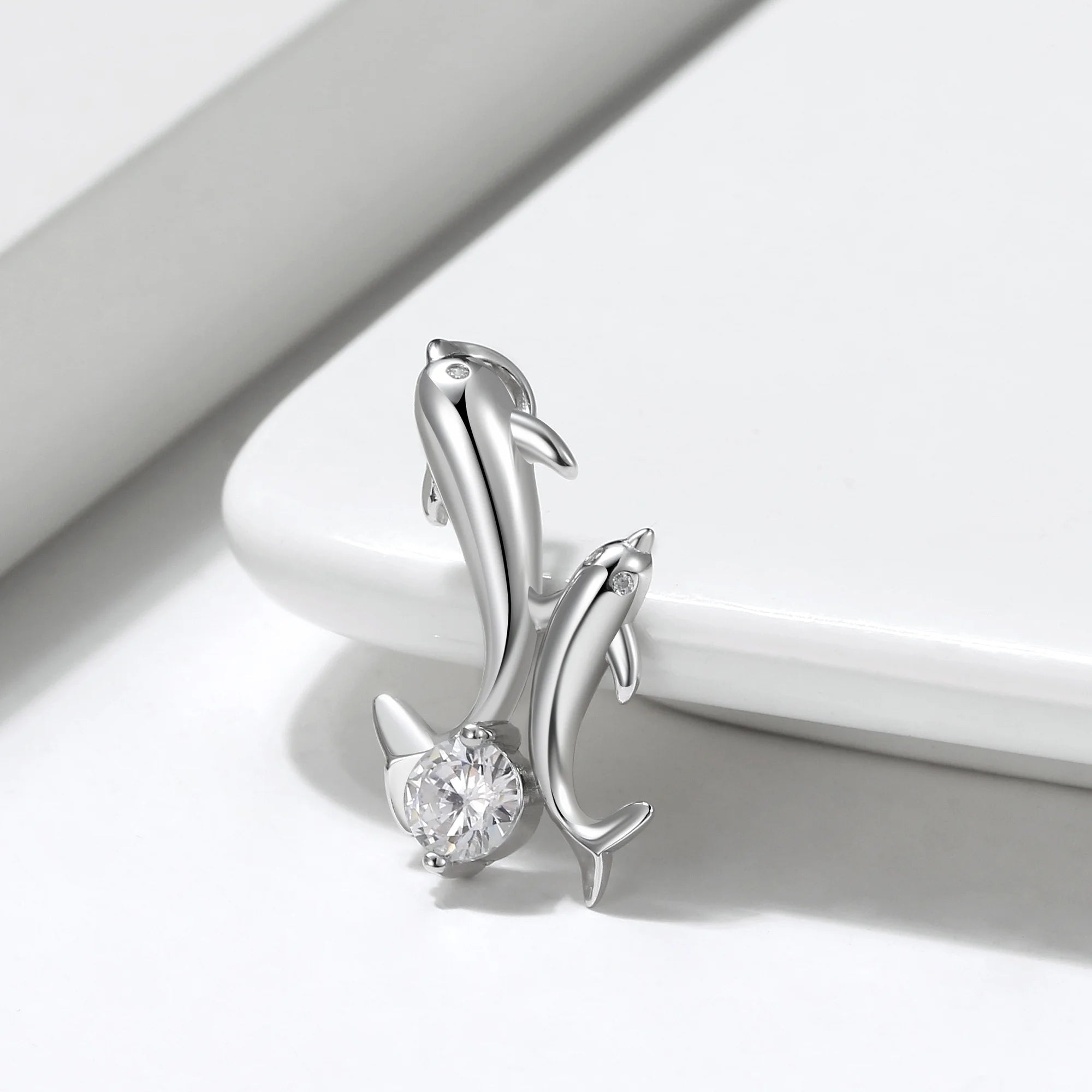 Ginger Lyne Dolphins Pendant Necklace for Women – Sterling Silver with Cubic Zirconia