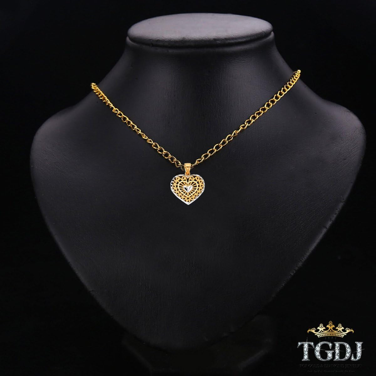 14K Two-Tone Gold Heart Charm Pendant – Real Gold Elegance