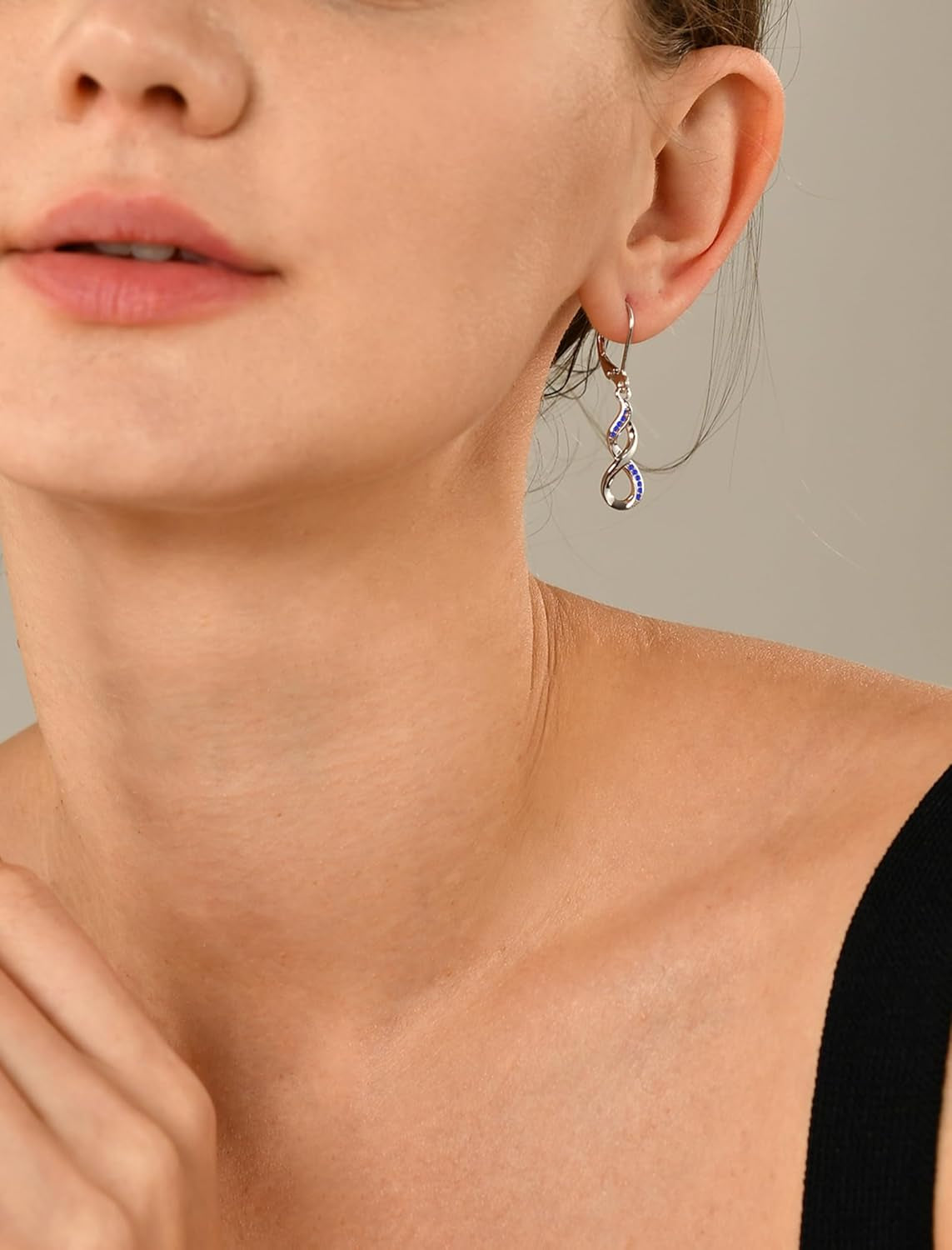 Infinity Dangle Drop Earrings – 925 Sterling Silver Leverback Birthstone Jewelry for Women